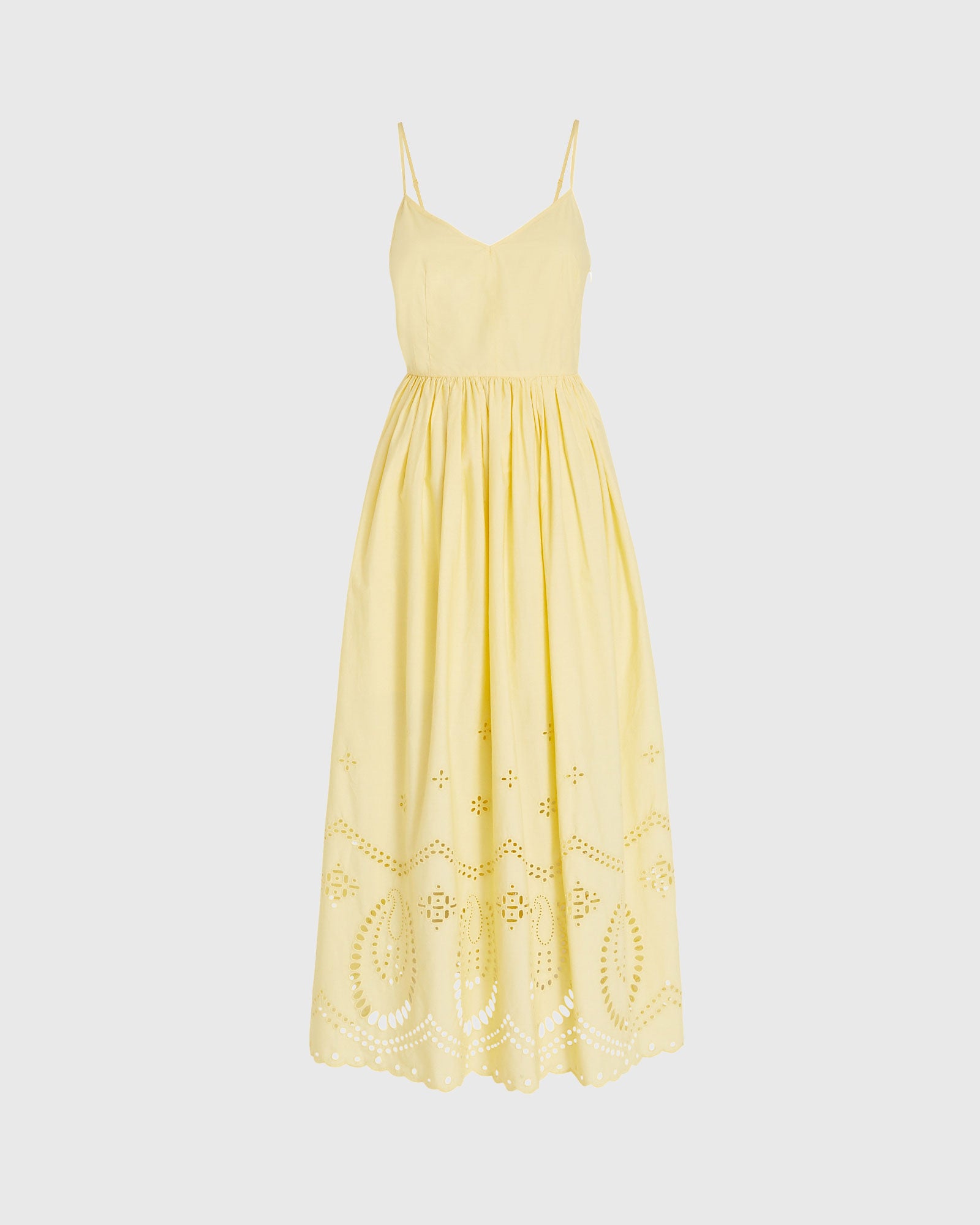 CLUB MONACO - Embroidered Eyelet Maxi Dress - Light Yellow
