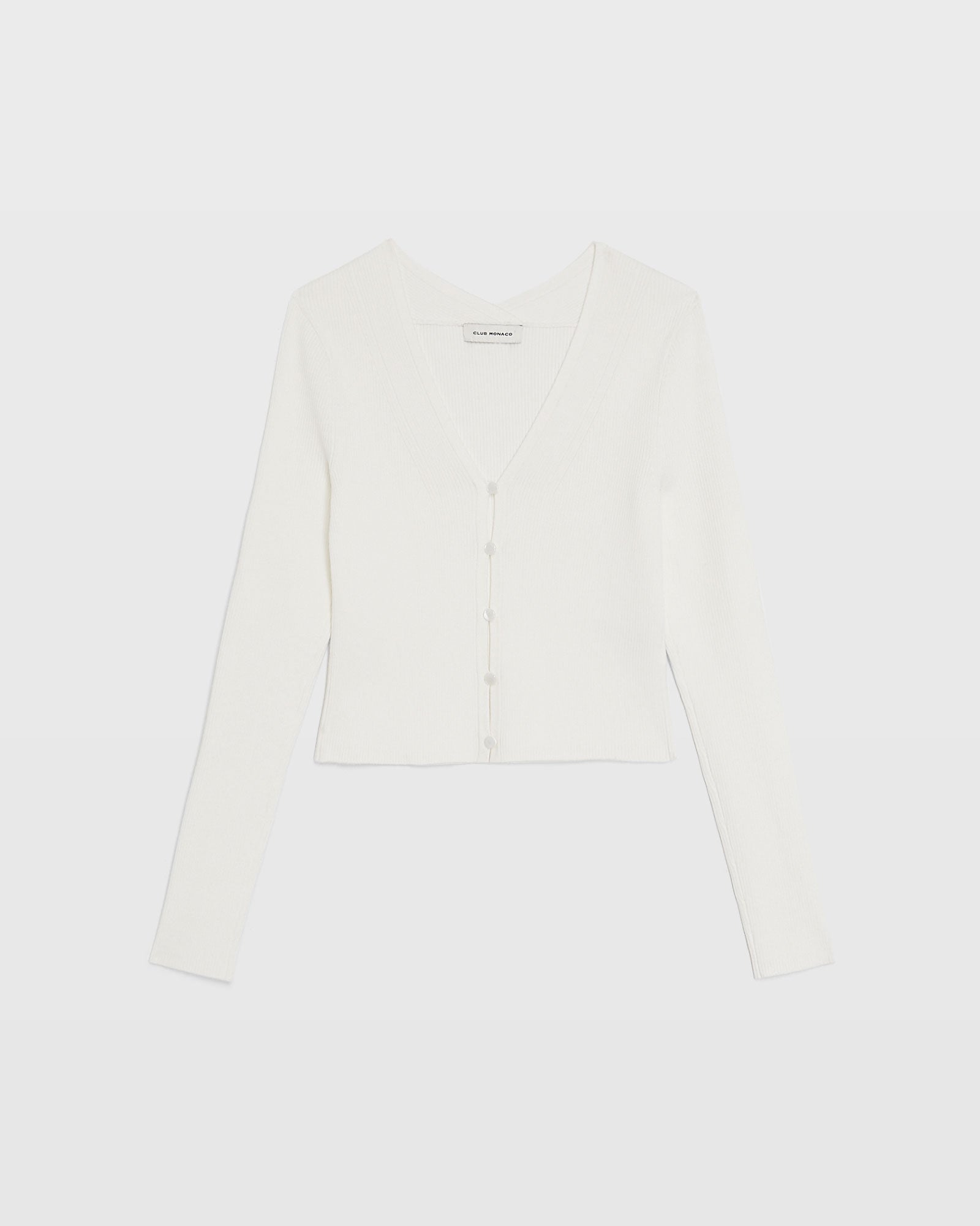 CLUB MONACO - Cardigan côtelé boutonné - Blanc