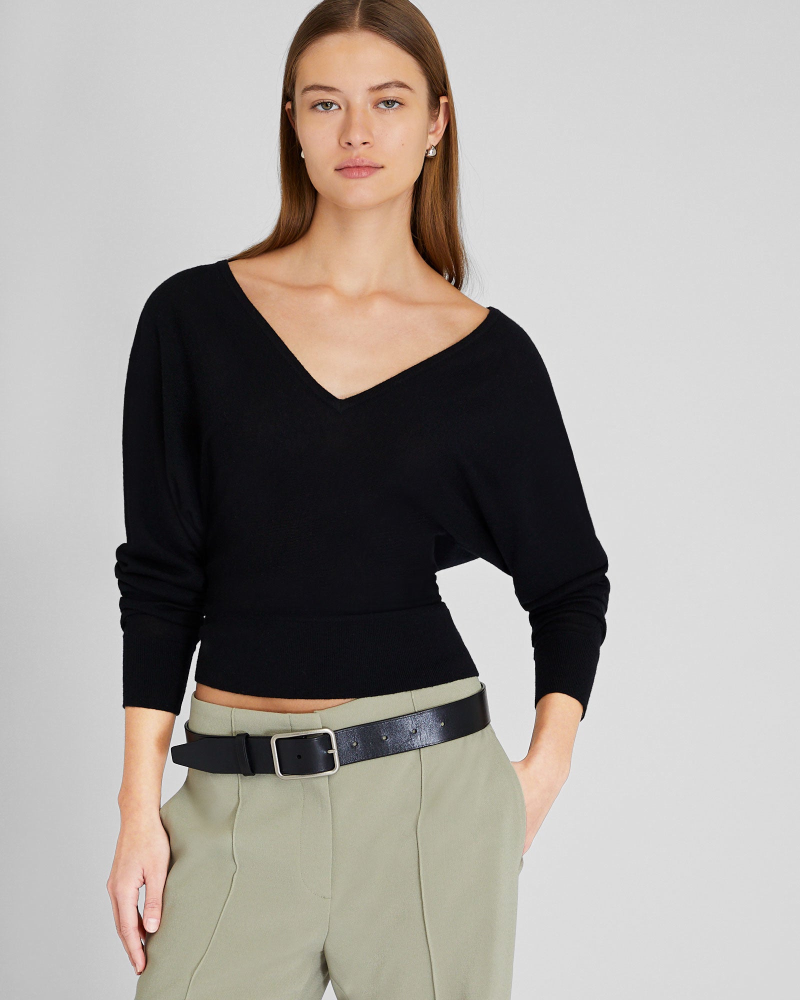CLUB MONACO - V-Neck Cashmere Dolman Sweater - Black
