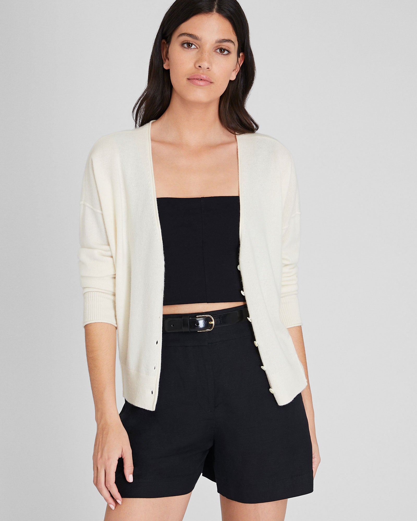 CLUB MONACO - Cardigan en cachemire col en V - Ivoire