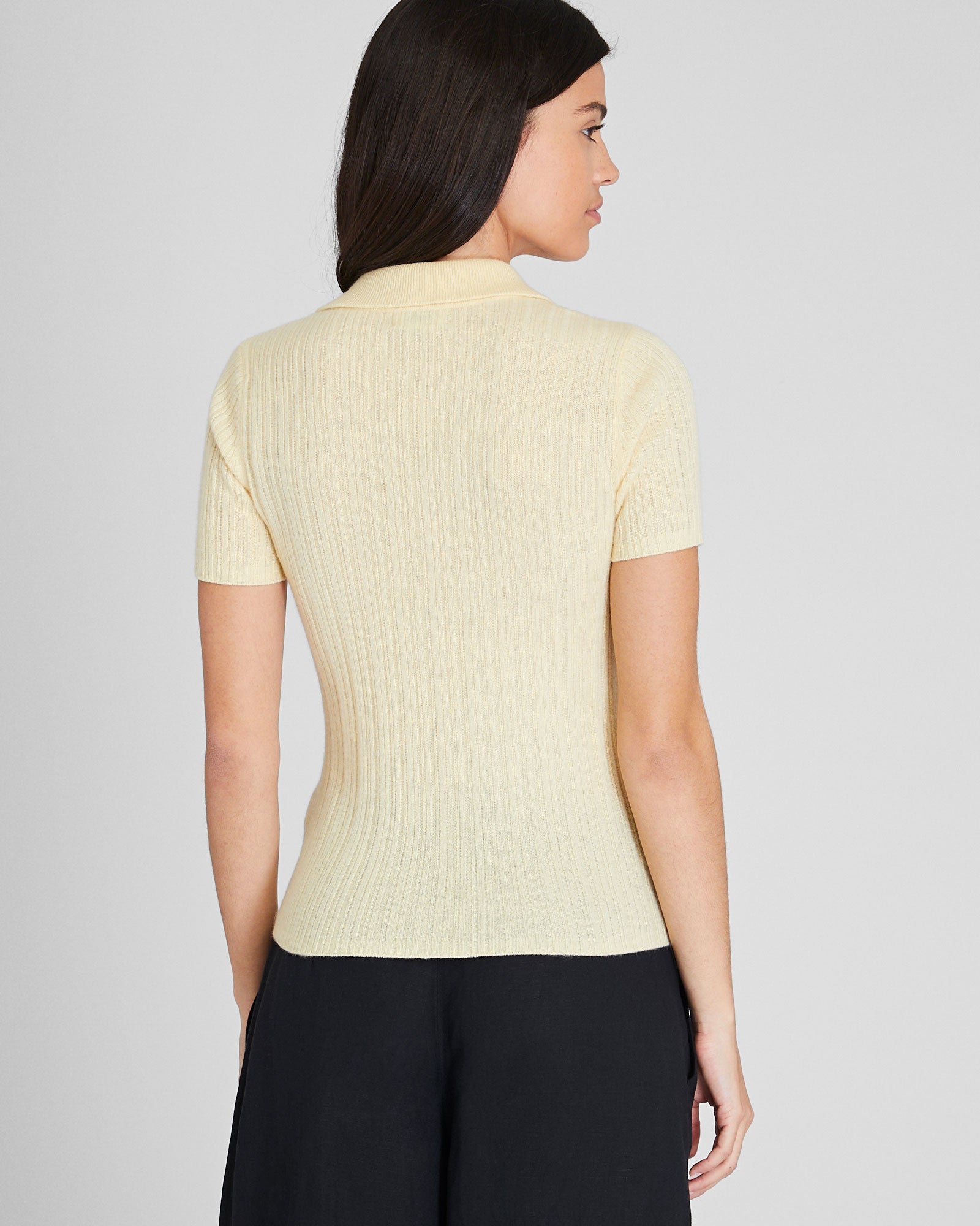 CLUB MONACO - Cashmere Collar Ribbed Sweater - Light Yellow