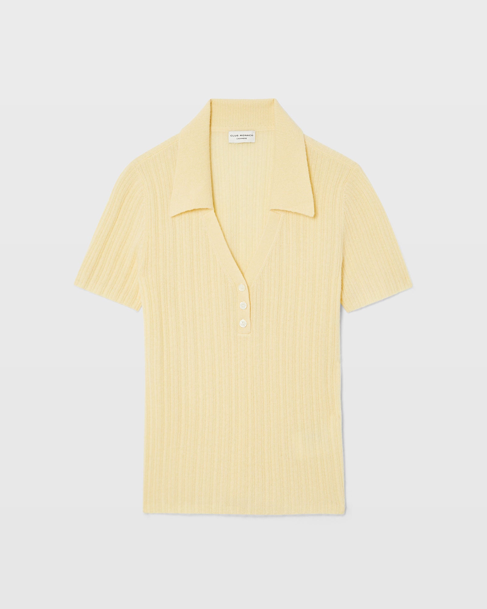 CLUB MONACO - Cashmere Collar Ribbed Sweater - Light Yellow