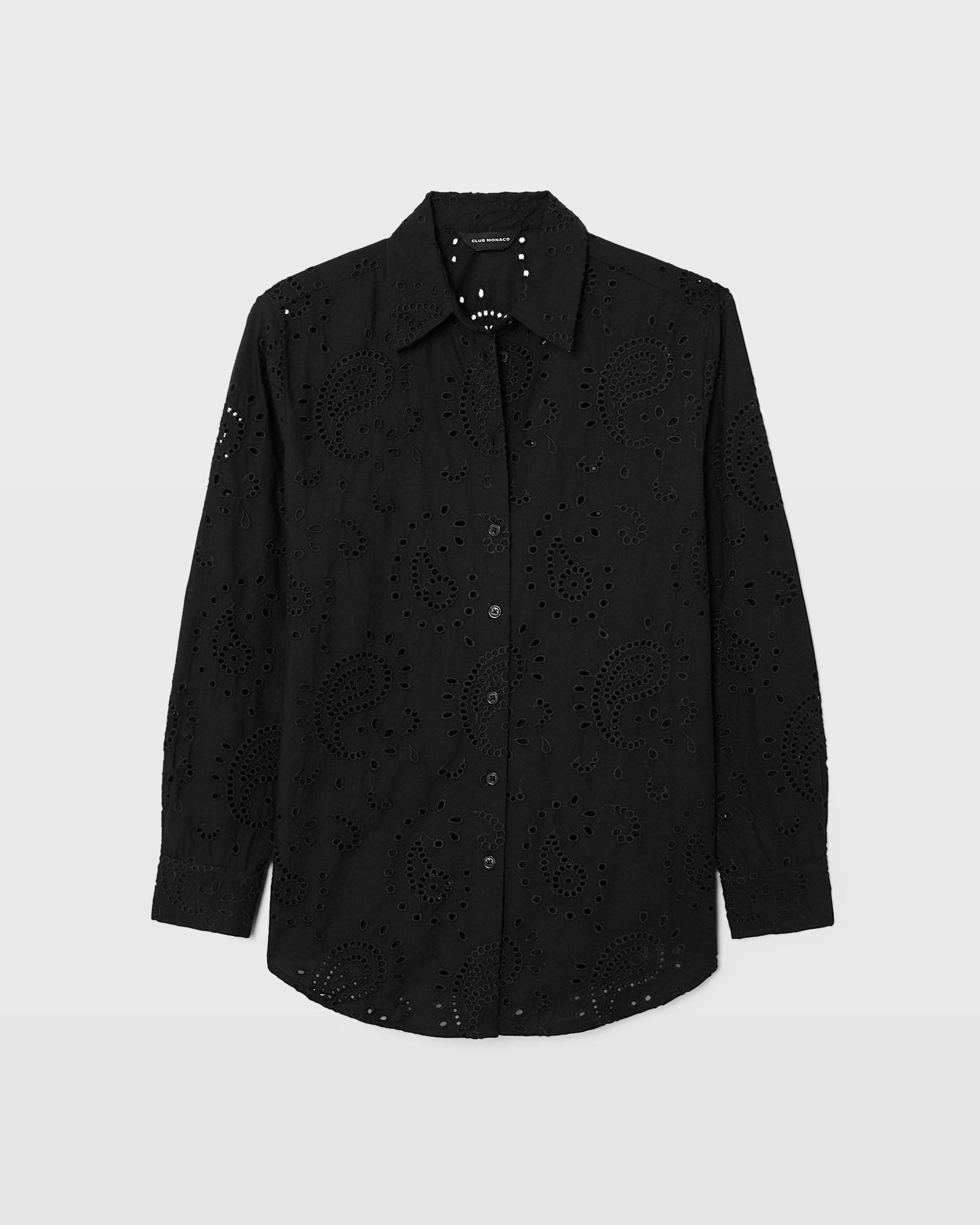 CLUB MONACO - Chemise à œillets motif cachemire - Noir