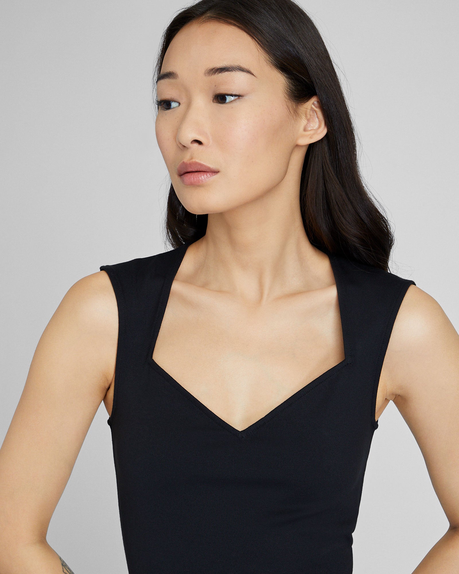 CLUB MONACO - Sculpted Knit Top - Black