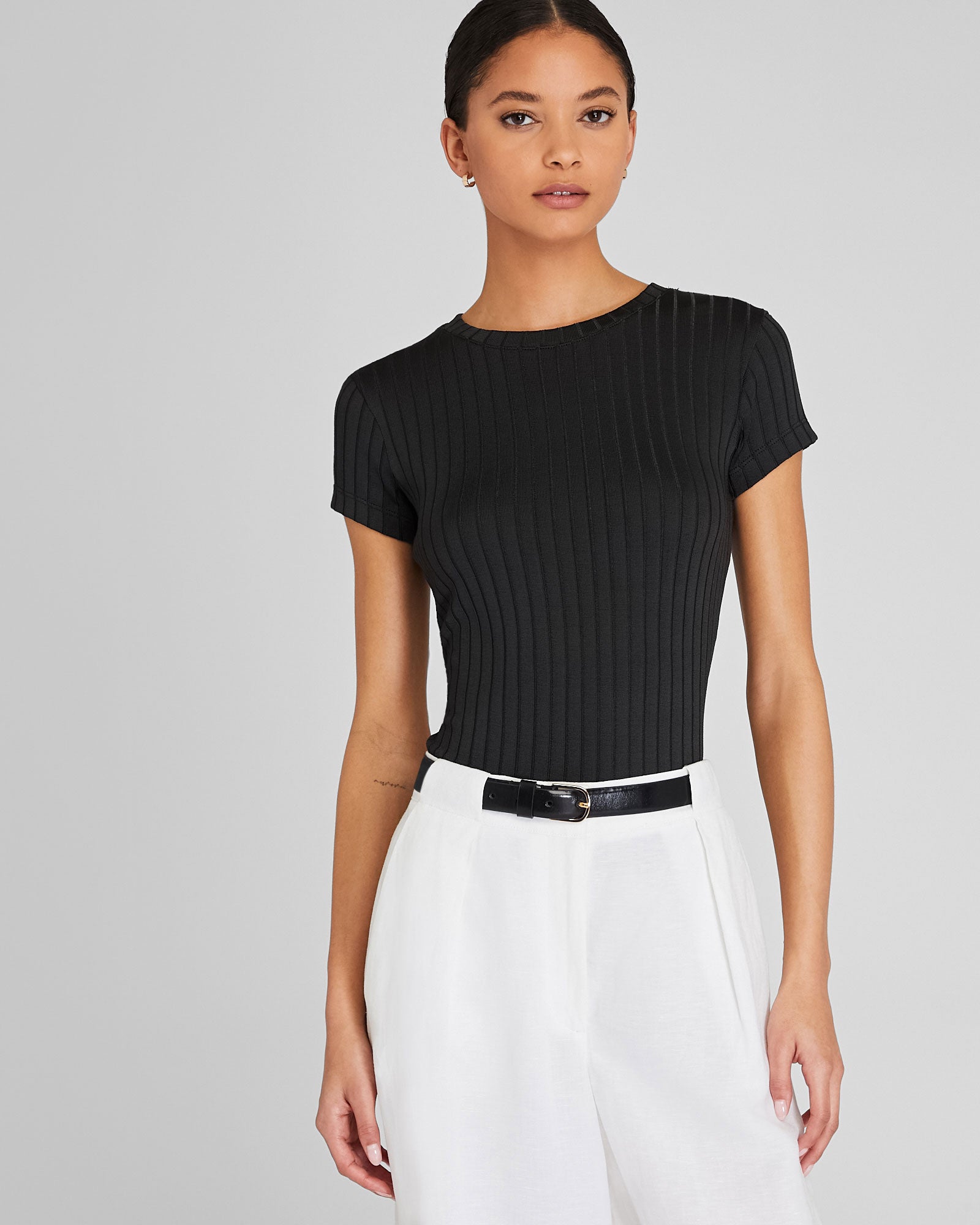 CLUB MONACO - Polished Wide-Rib Bowee Tee - Black