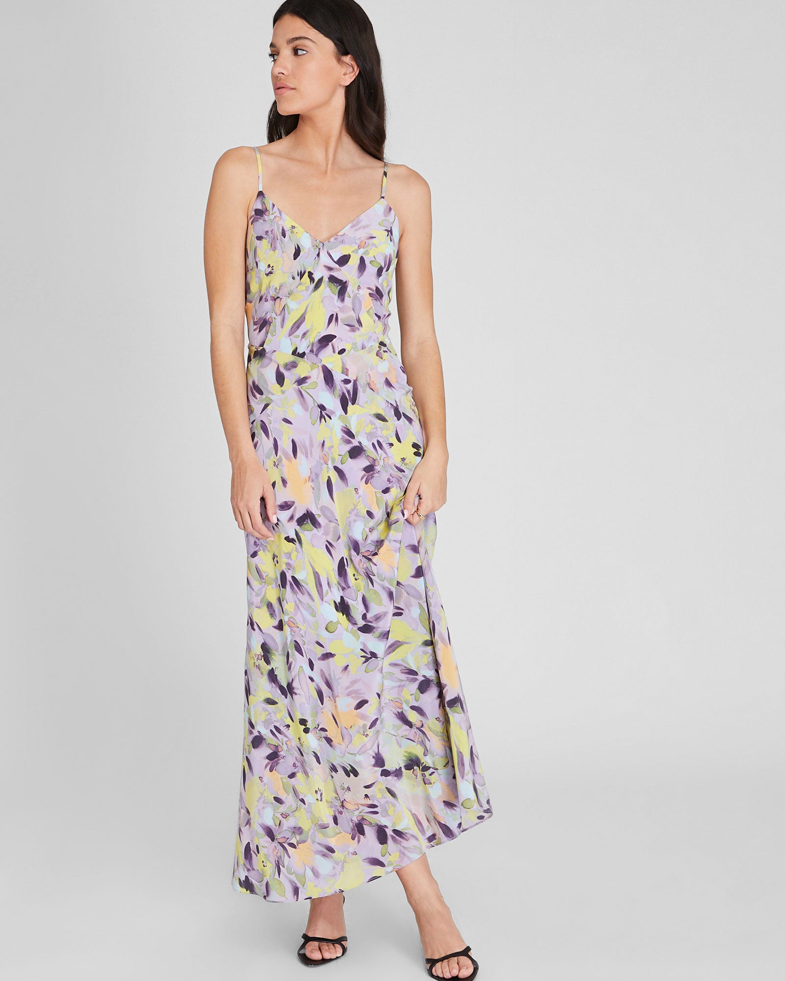 CLUB MONACO - Seam Detail Silk Maxi Dress - Purple Base