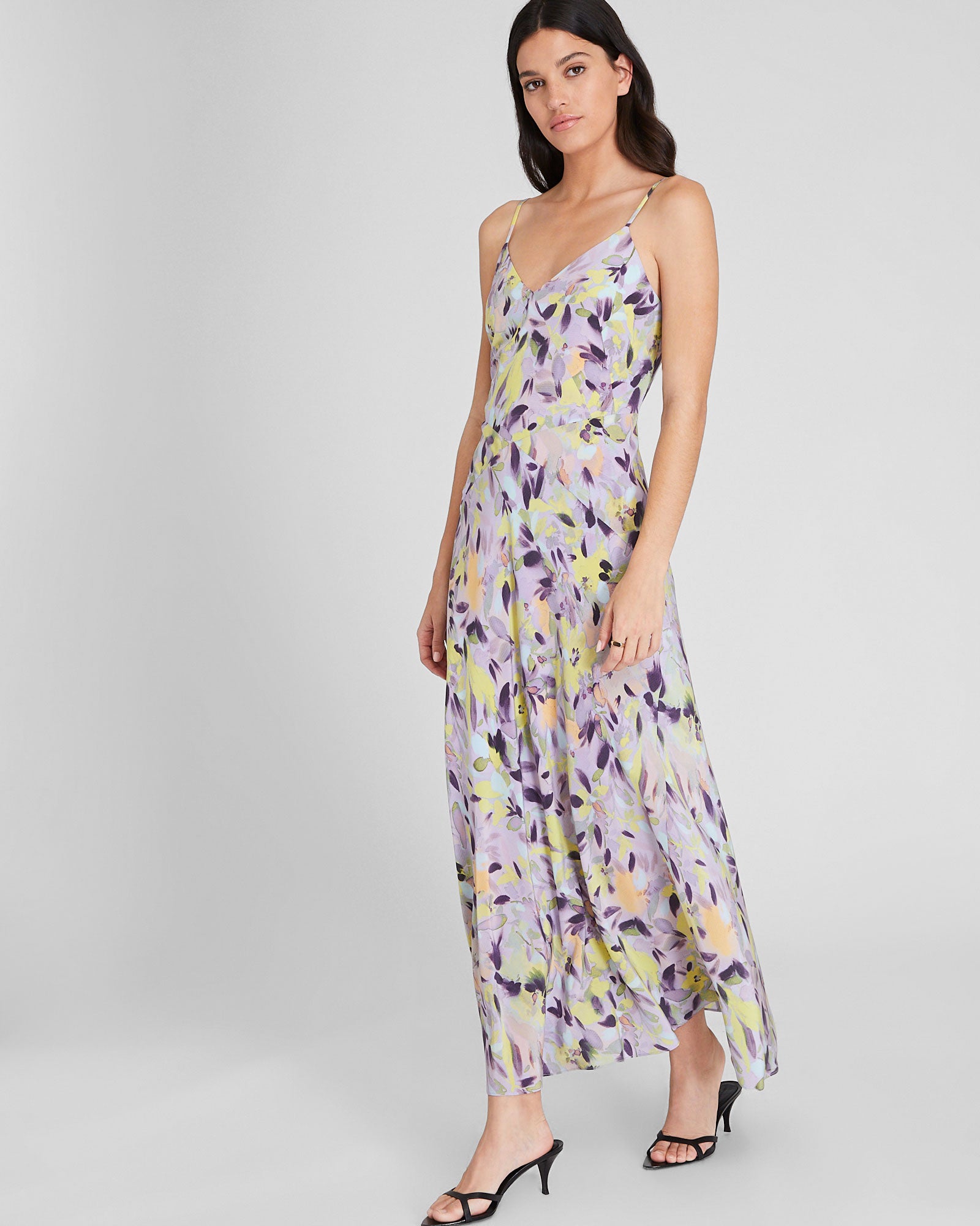 CLUB MONACO - Seam Detail Silk Maxi Dress - Purple Base