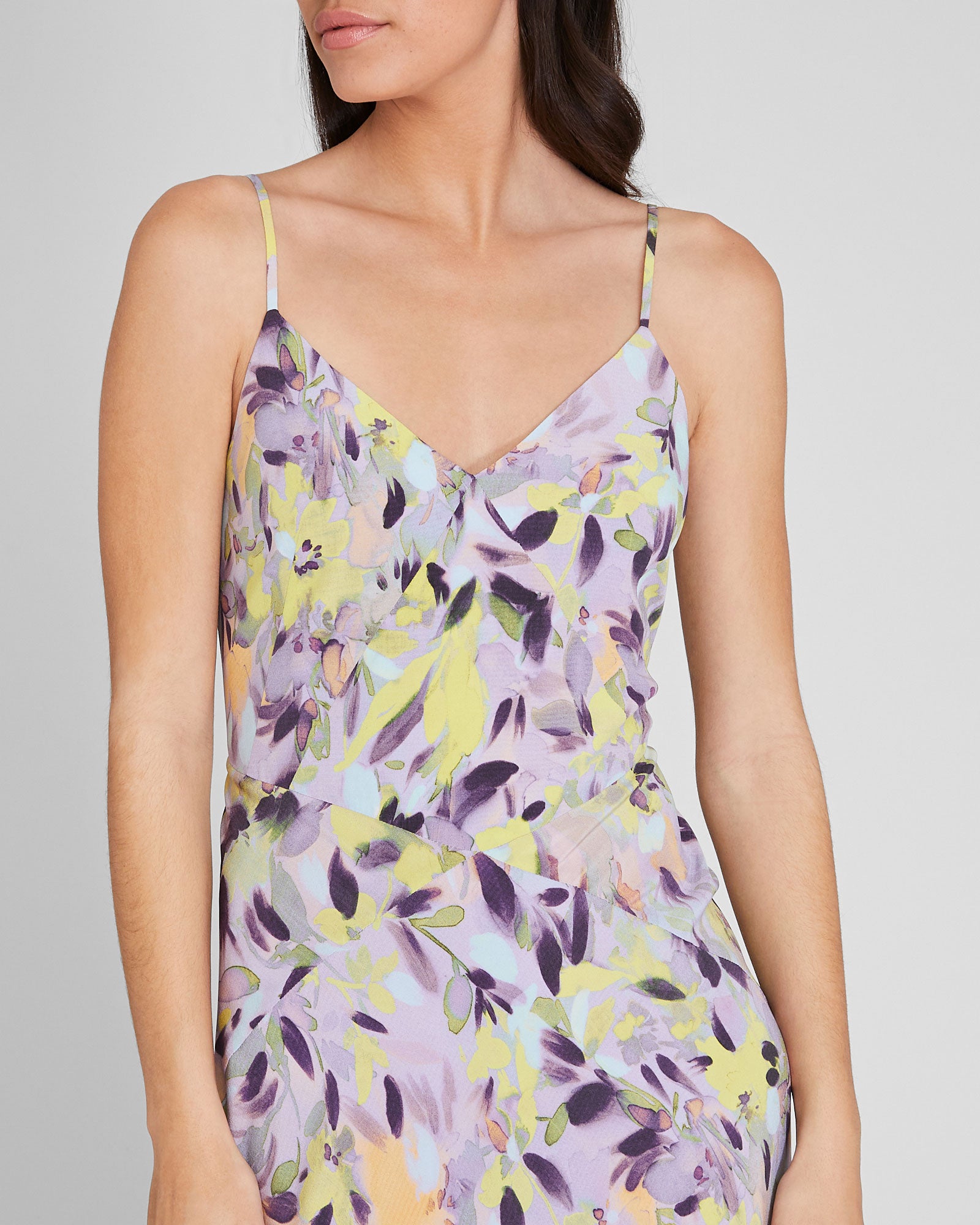 CLUB MONACO - Seam Detail Silk Maxi Dress - Purple Base
