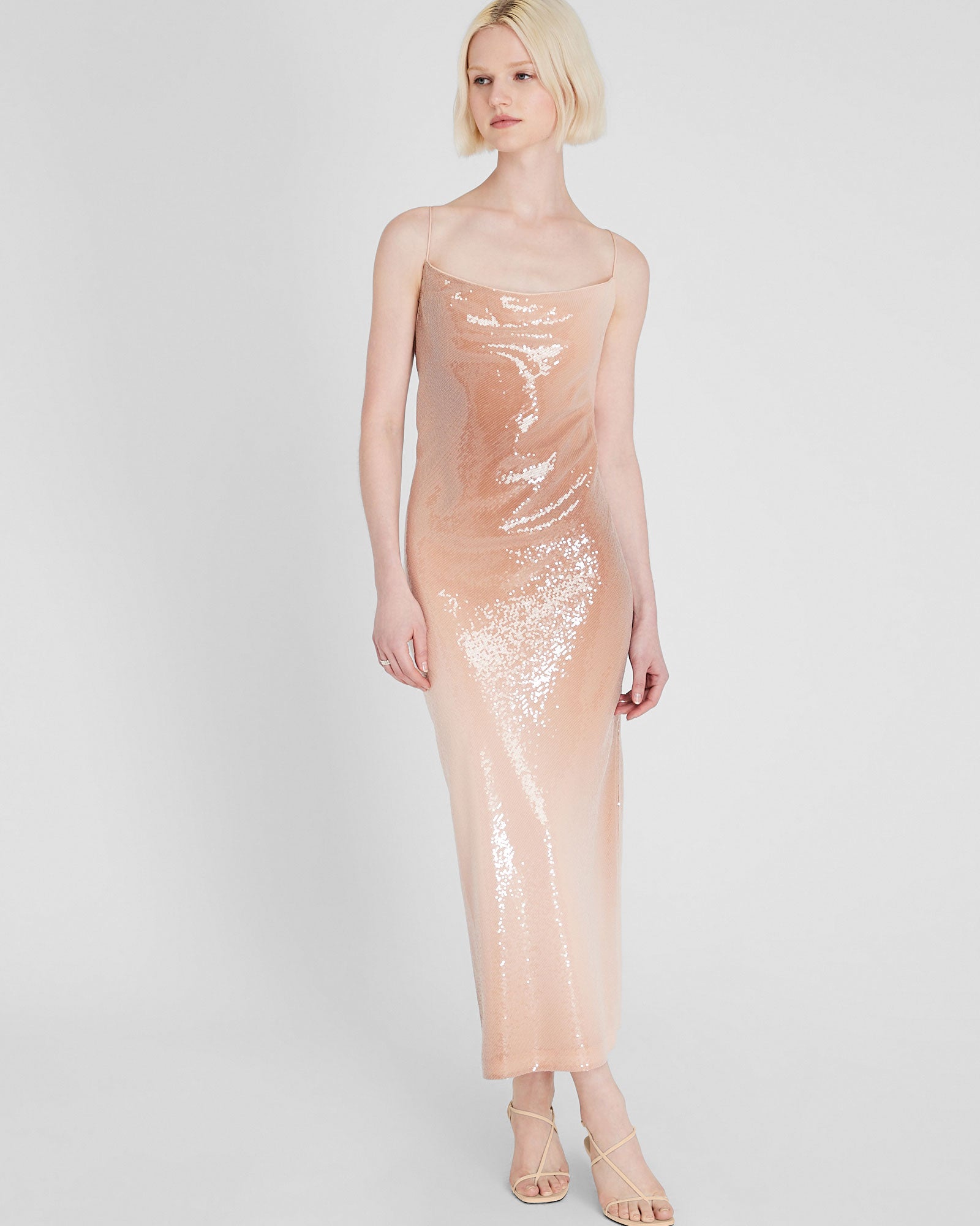 CLUB MONACO - Robe nuisette à sequins - Rose Pâle