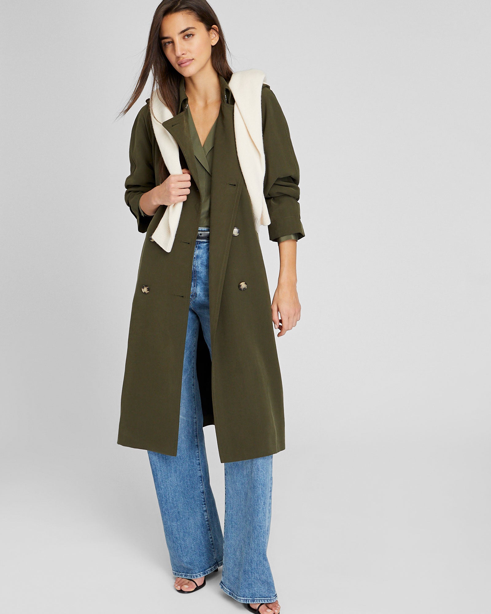 CLUB MONACO - Draped Trench - Olive Pit