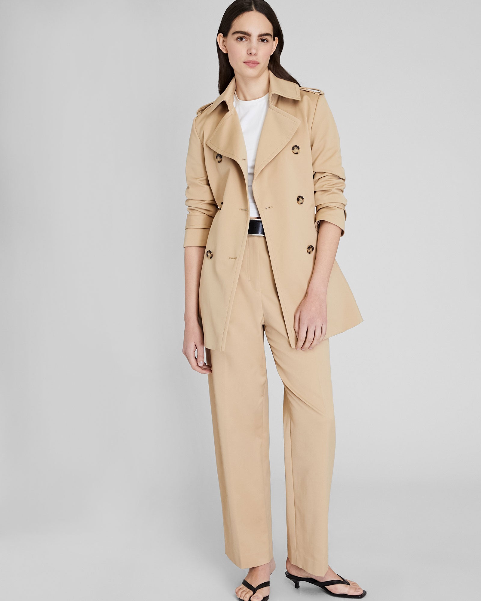 CLUB MONACO - Fit & Flare Trench Coat - Khaki