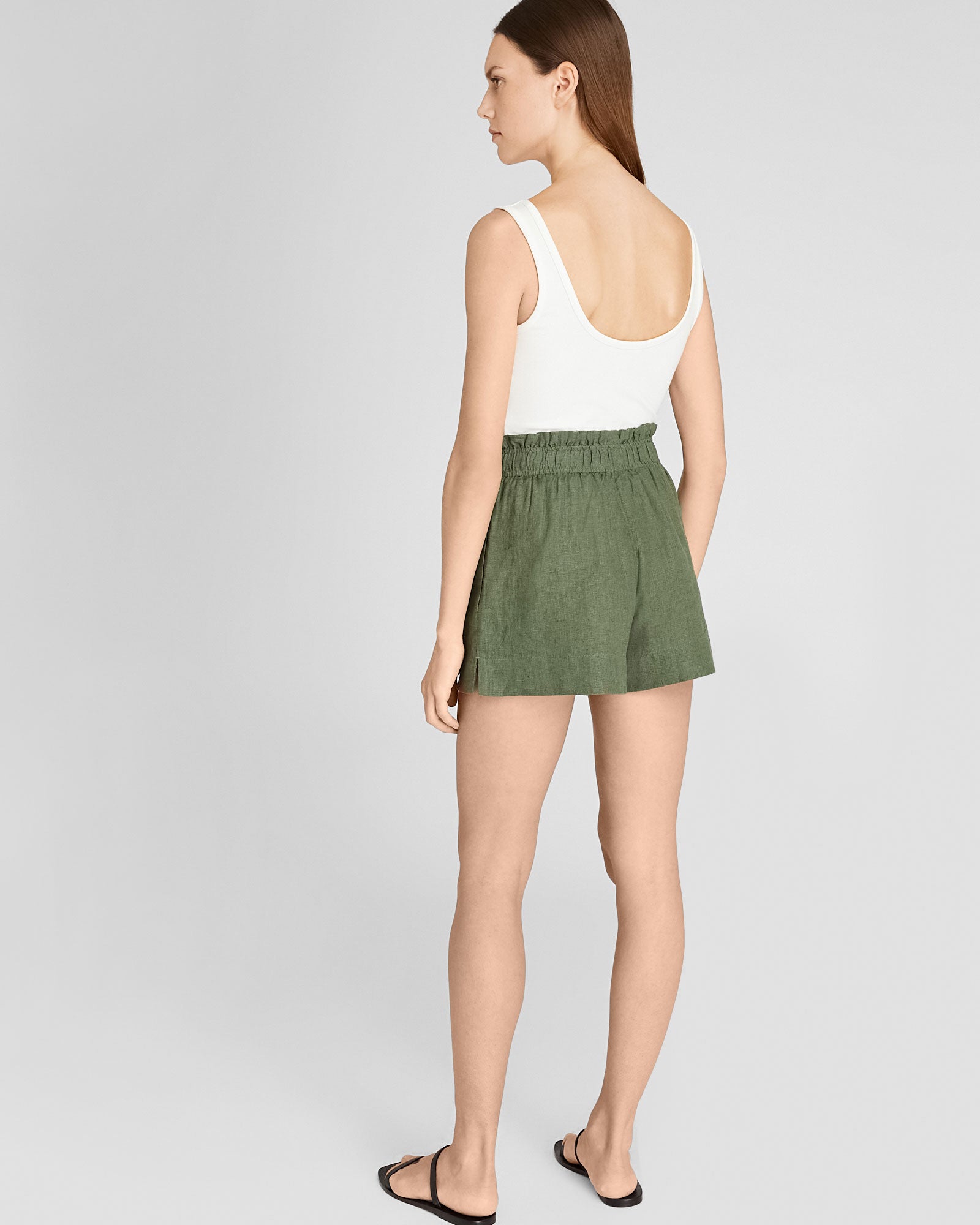 CLUB MONACO - Linen Blend Pull-On Short - Thyme