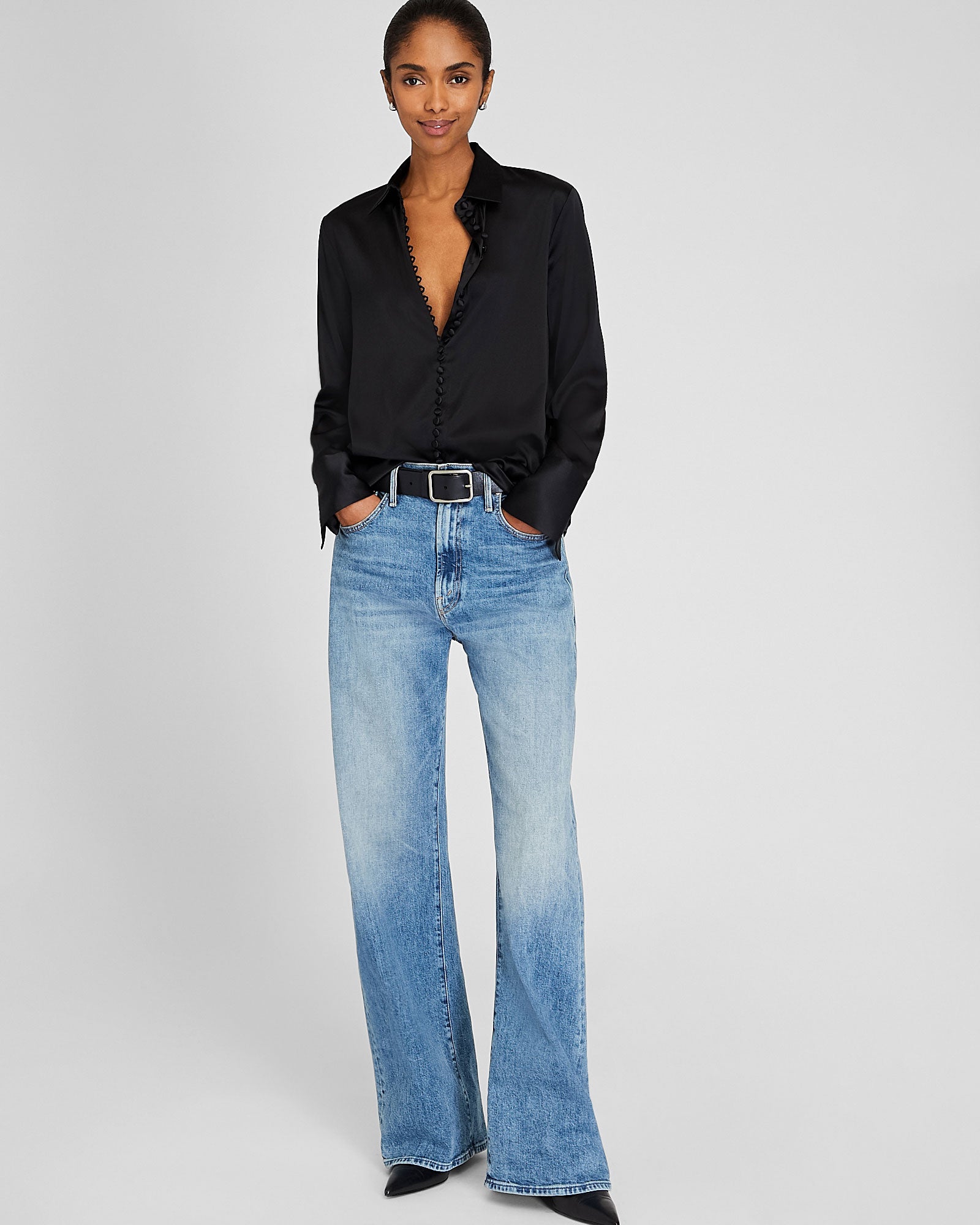 CLUB MONACO - Chemise Helek en soie charmeuse - Noir