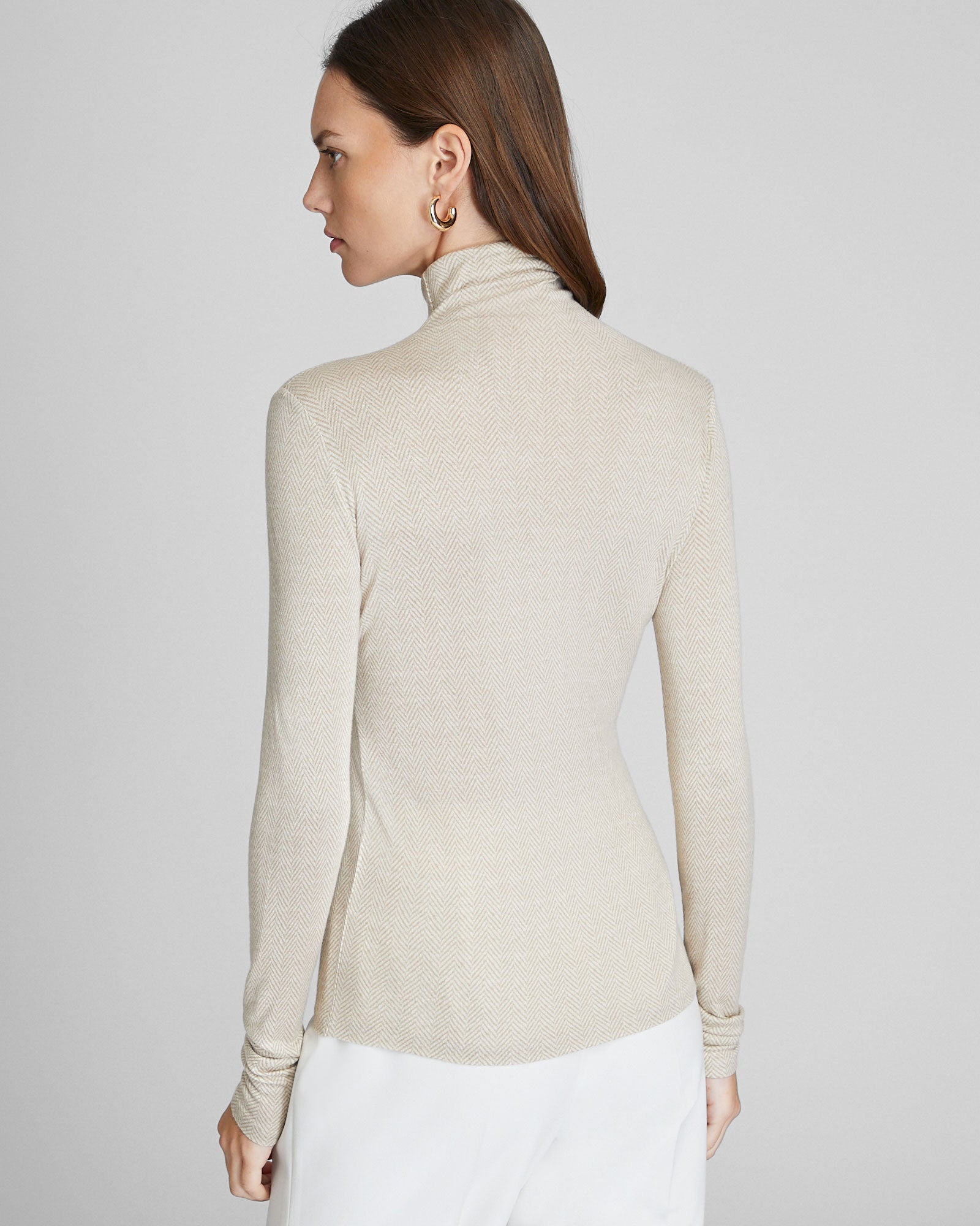 CLUB MONACO - Printed Julie Turtleneck - Light Brown Mix