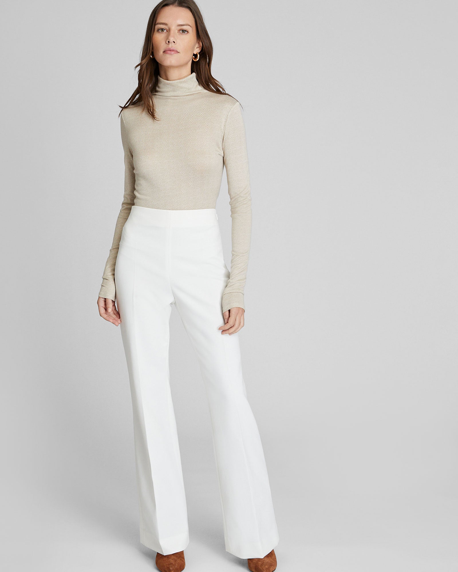CLUB MONACO - Printed Julie Turtleneck - Light Brown Mix