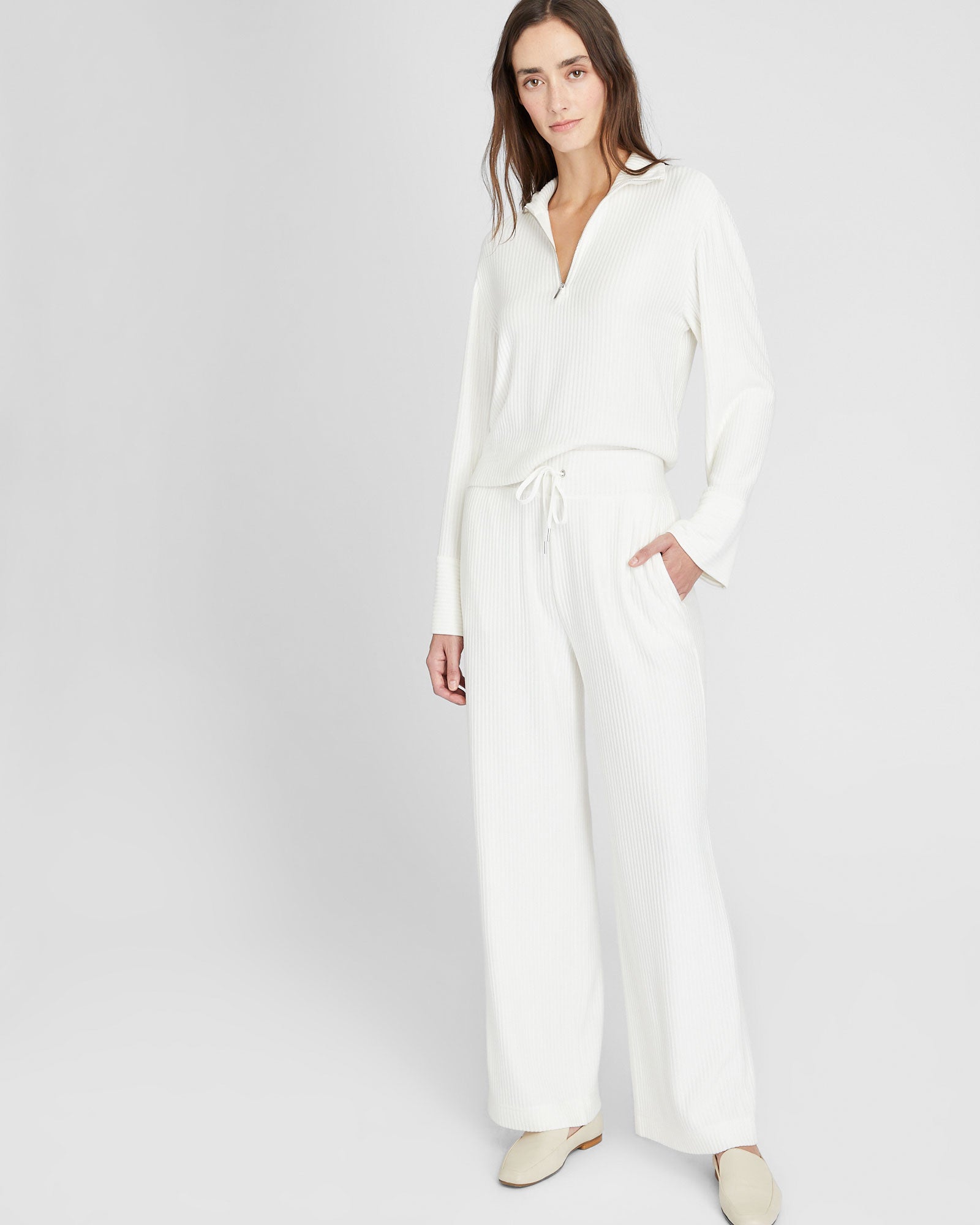 CLUB MONACO - Pantalon d'intérieur côtelé - Blanc Cassé