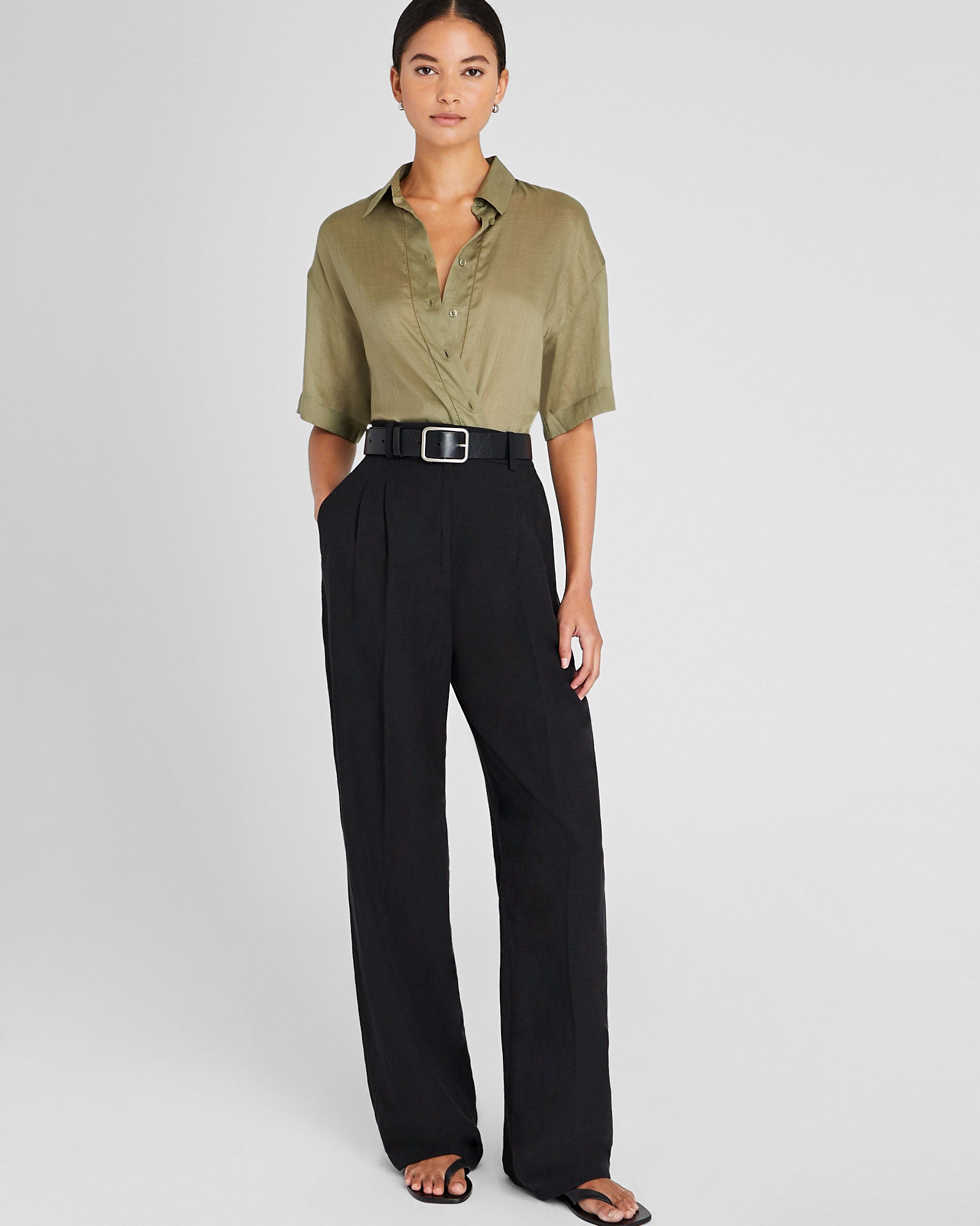 CLUB MONACO - Chemise boutonnée en ramie - Thym