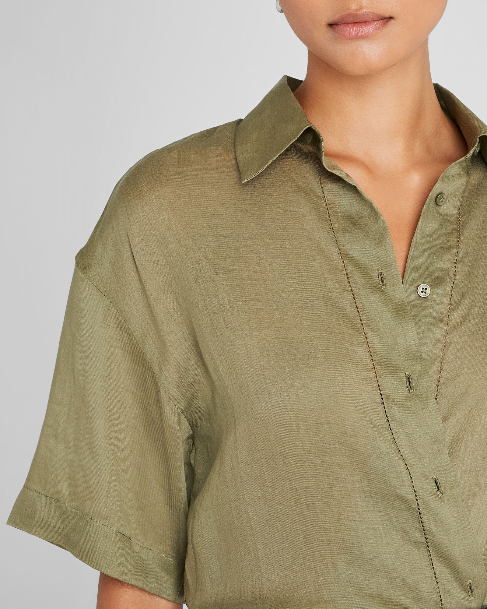 CLUB MONACO - Chemise boutonnée en ramie - Thym