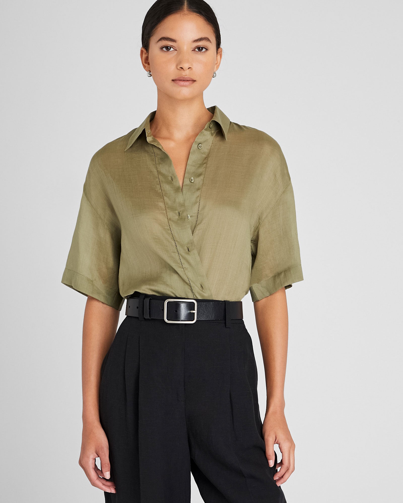 CLUB MONACO - Chemise boutonnée en ramie - Thym