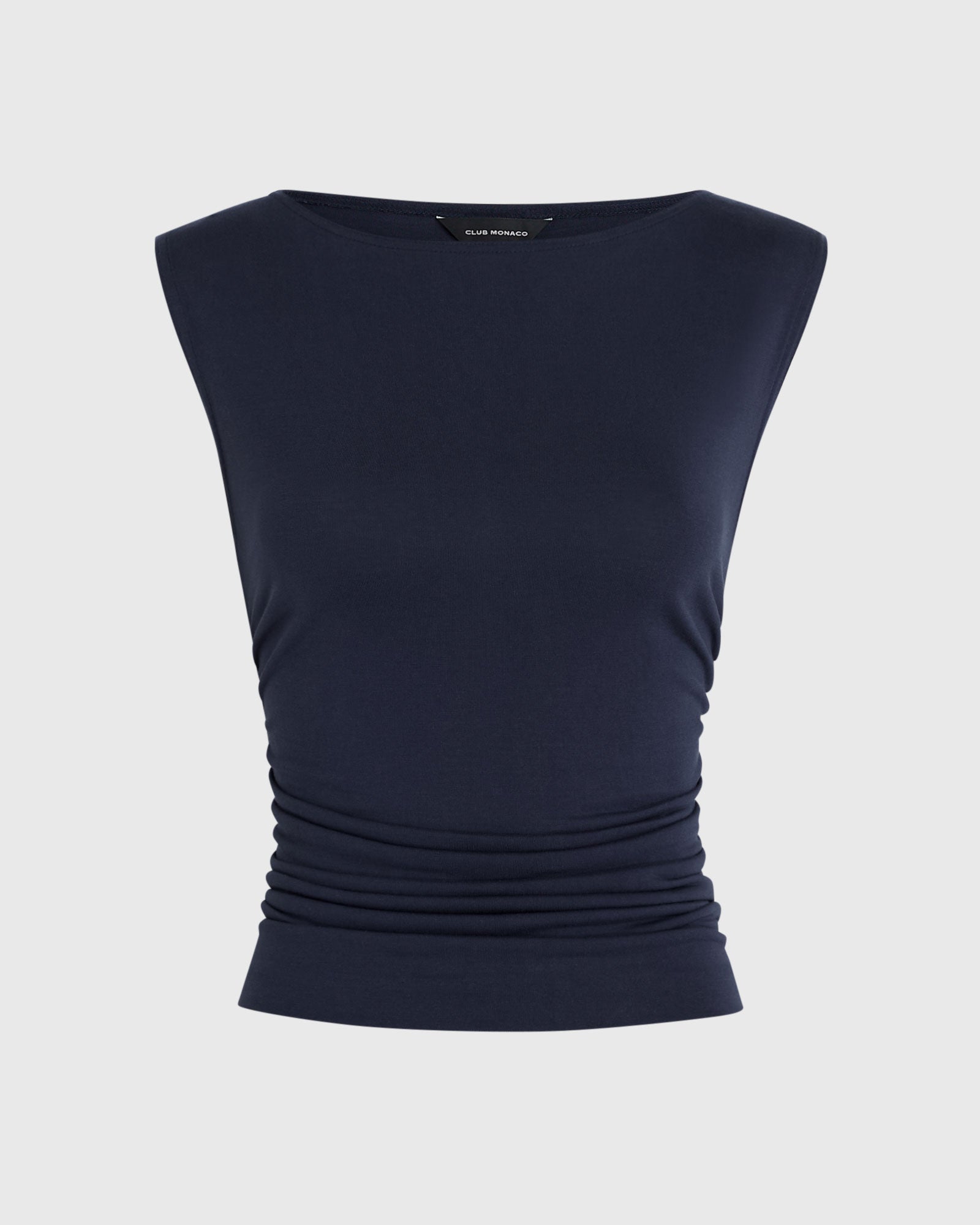 CLUB MONACO - Ruched Knit Top - Navy