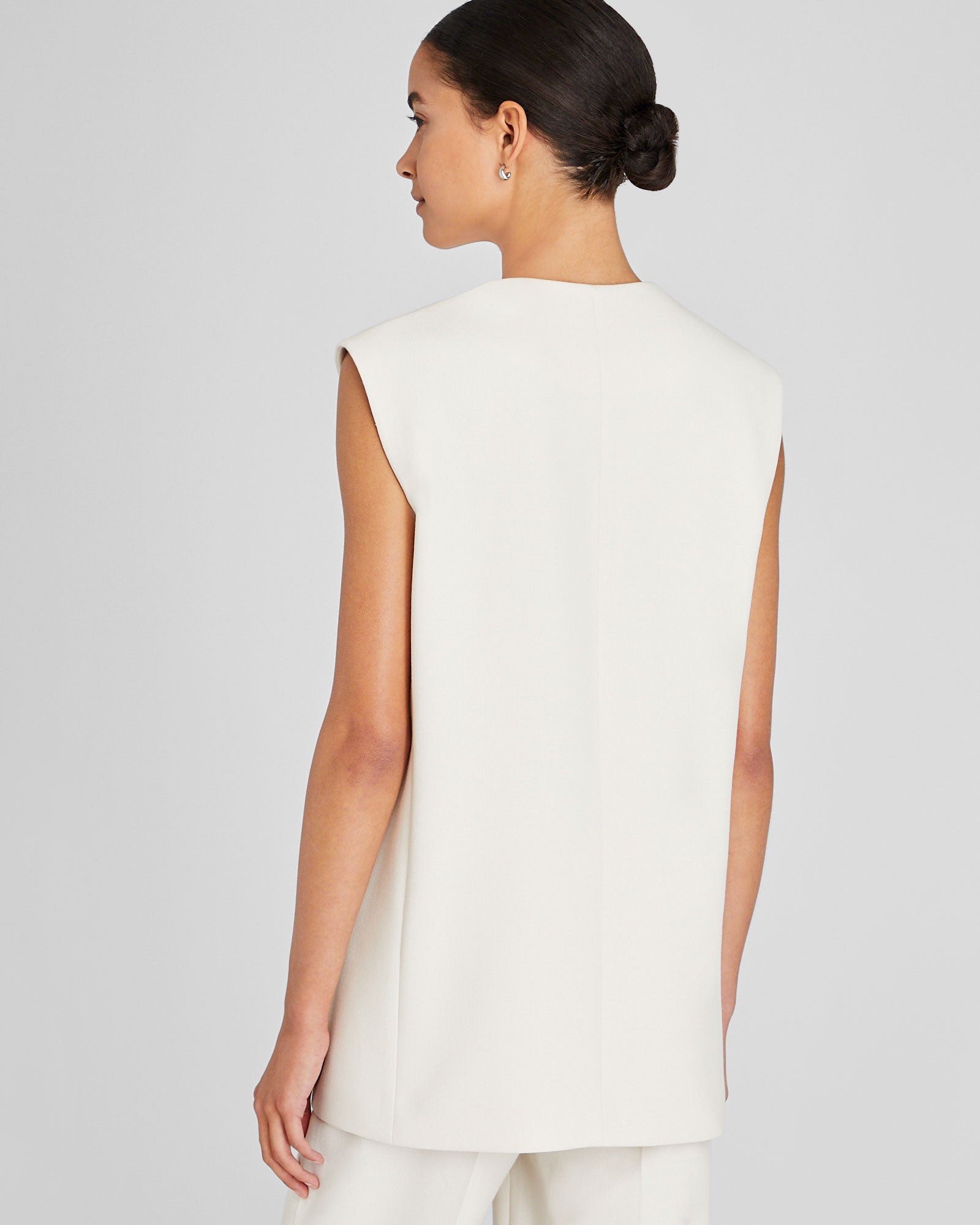 CLUB MONACO - Gilet long décontracté - Blanc Cassé