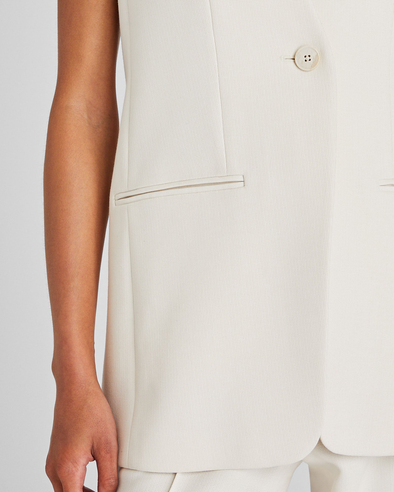 CLUB MONACO - Gilet long décontracté - Blanc Cassé