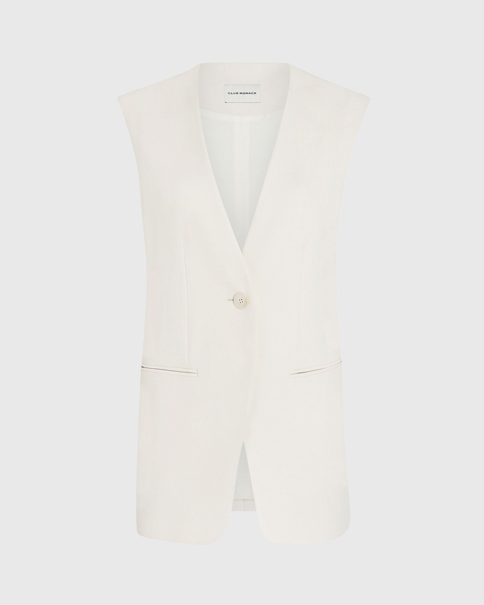 CLUB MONACO - Gilet long décontracté - Blanc Cassé