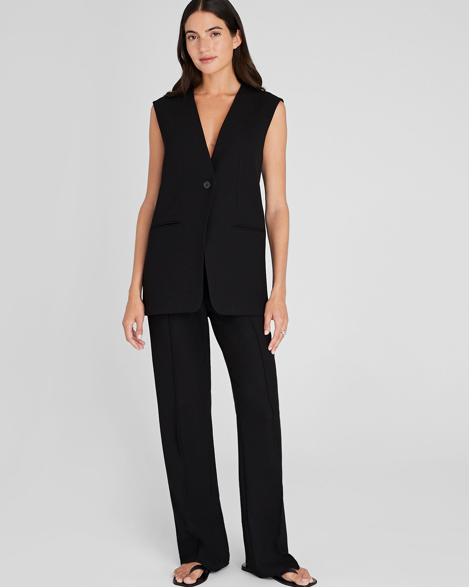 CLUB MONACO - Relaxed Long Vest - Black