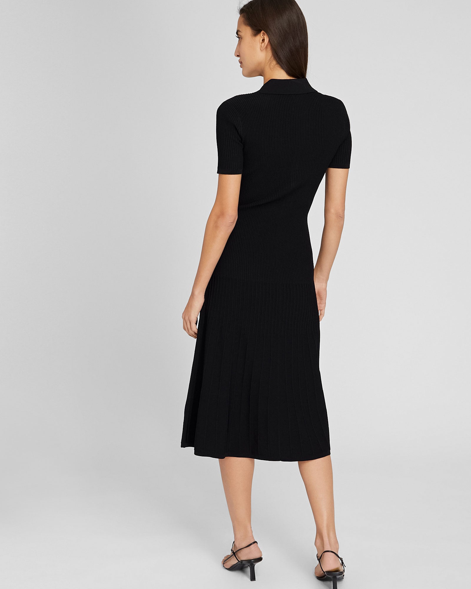 CLUB MONACO - Robe à col polo tricoteuse - Noir