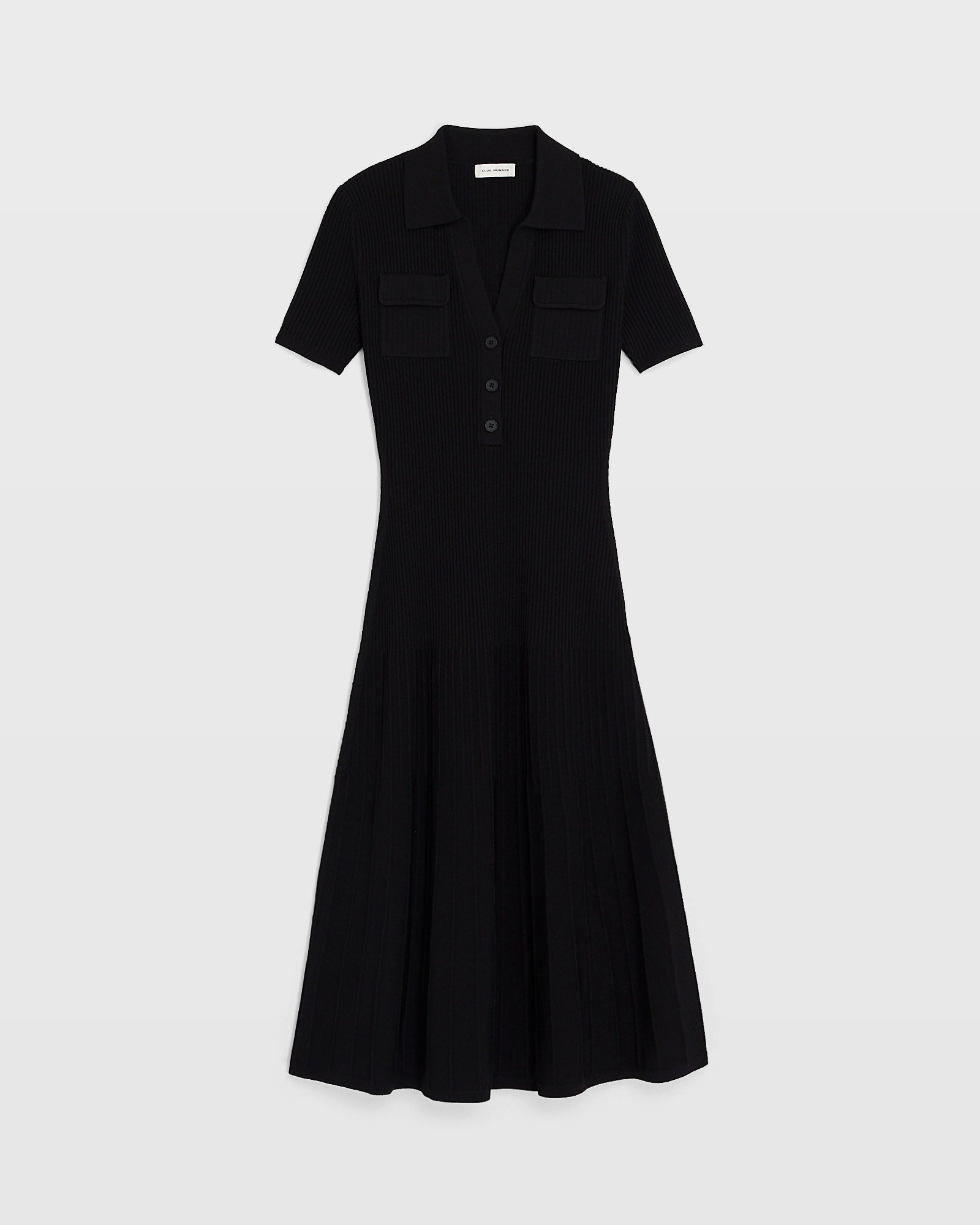 CLUB MONACO - Robe à col polo tricoteuse - Noir