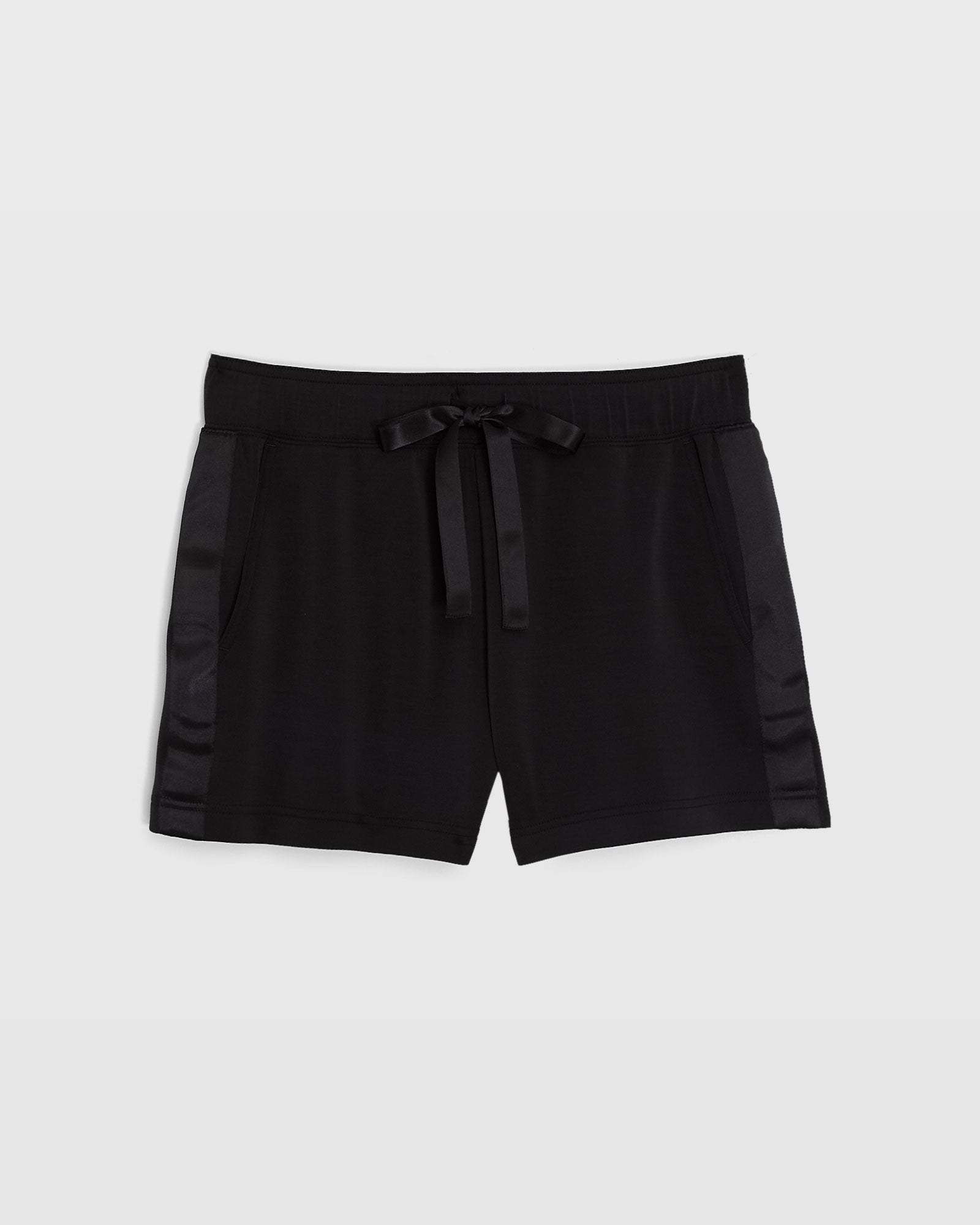 CLUB MONACO - Satin Stripe Knit Short - Black
