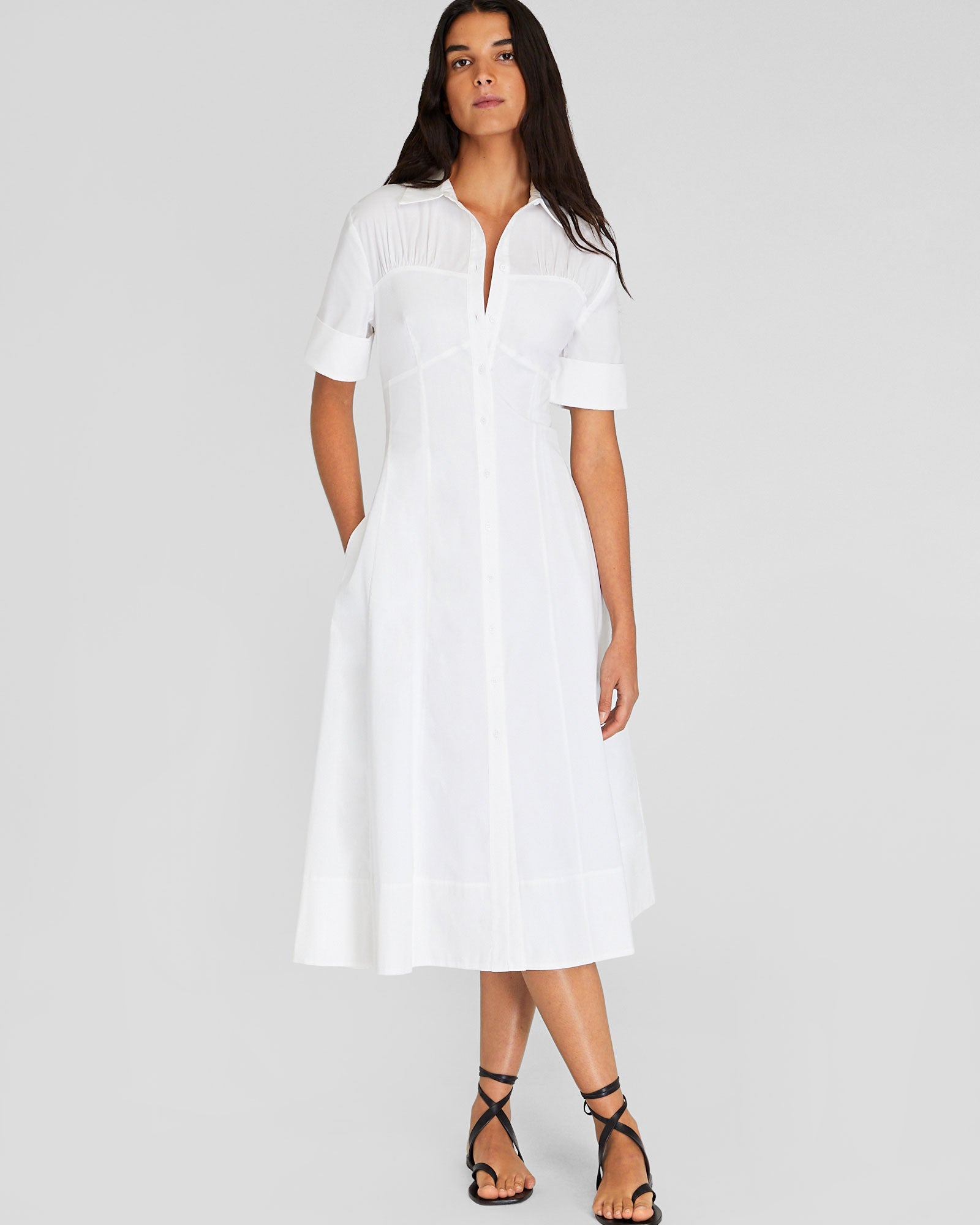 CLUB MONACO - Cotton Poplin Midi Shirt Dress - Off White