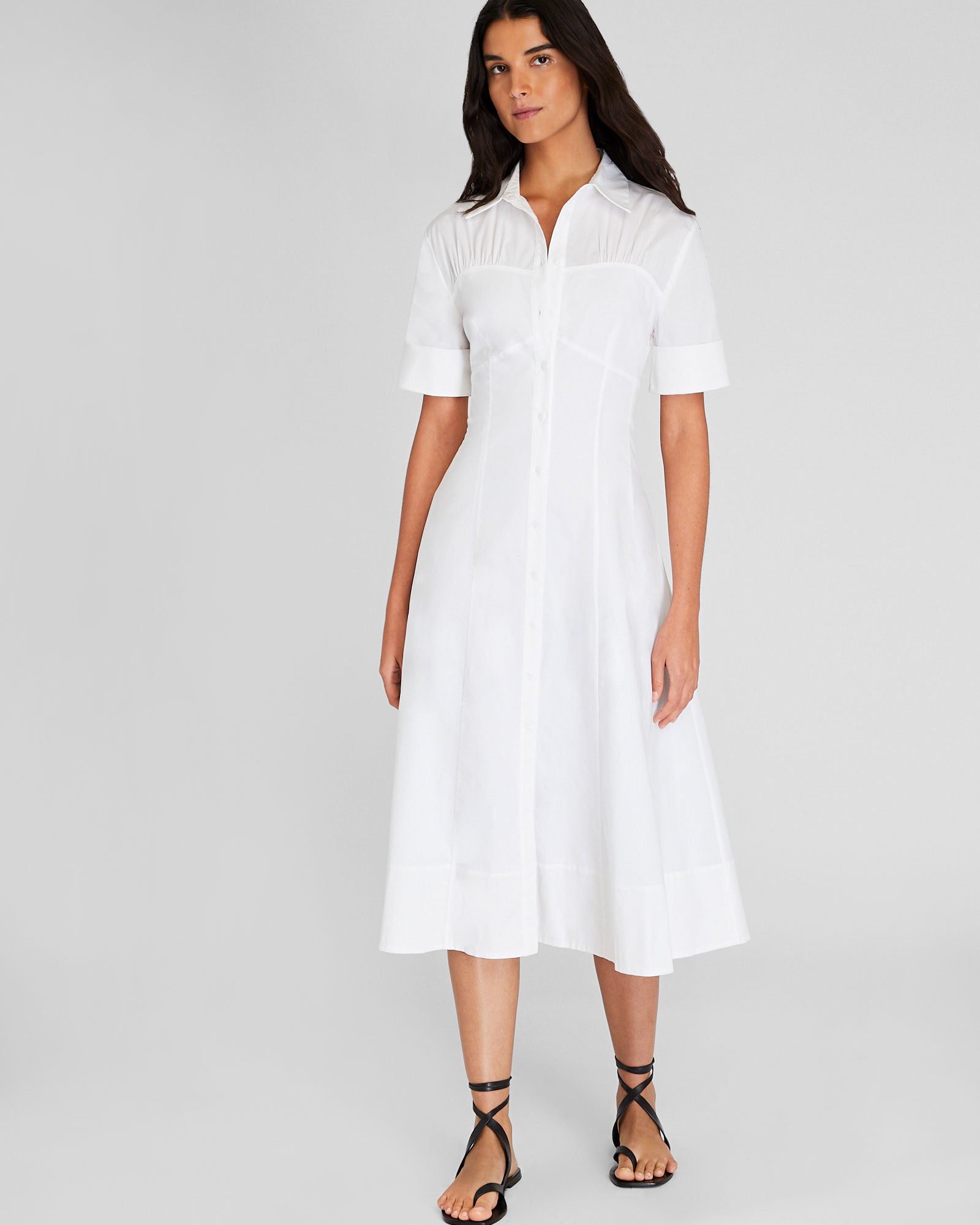 CLUB MONACO - Cotton Poplin Midi Shirt Dress - Off White