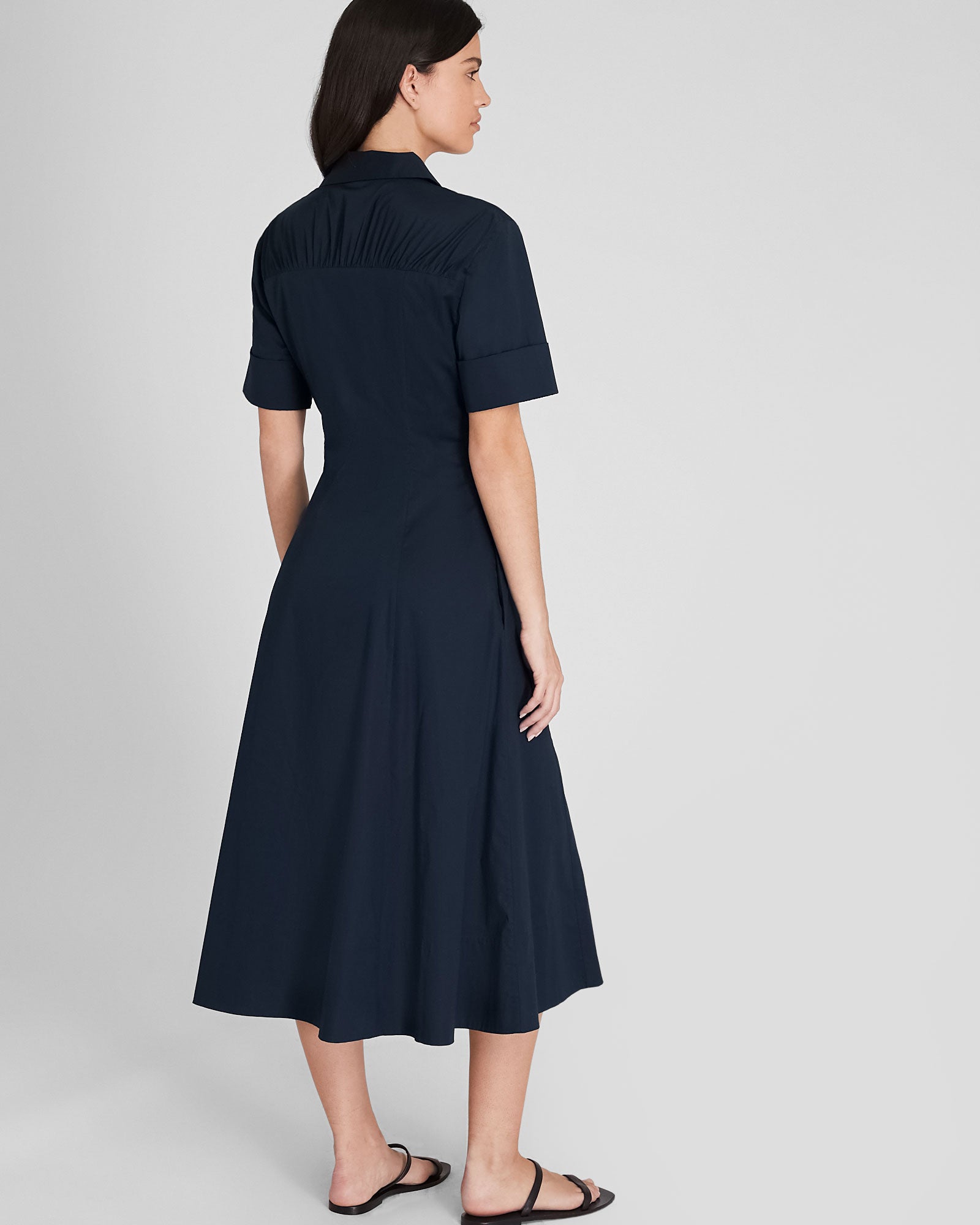 CLUB MONACO - Cotton Poplin Midi Shirt Dress - Navy