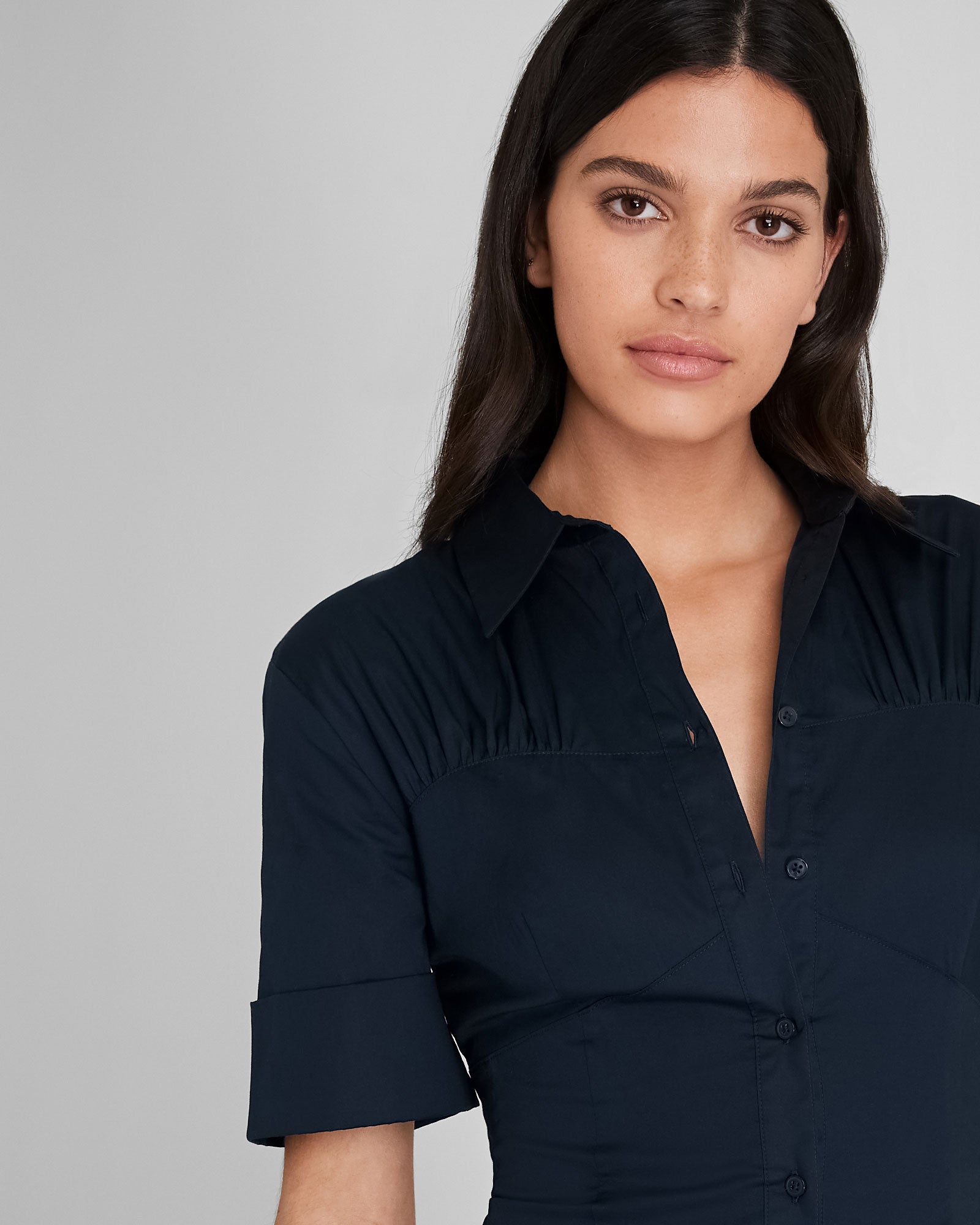 CLUB MONACO - Cotton Poplin Midi Shirt Dress - Navy
