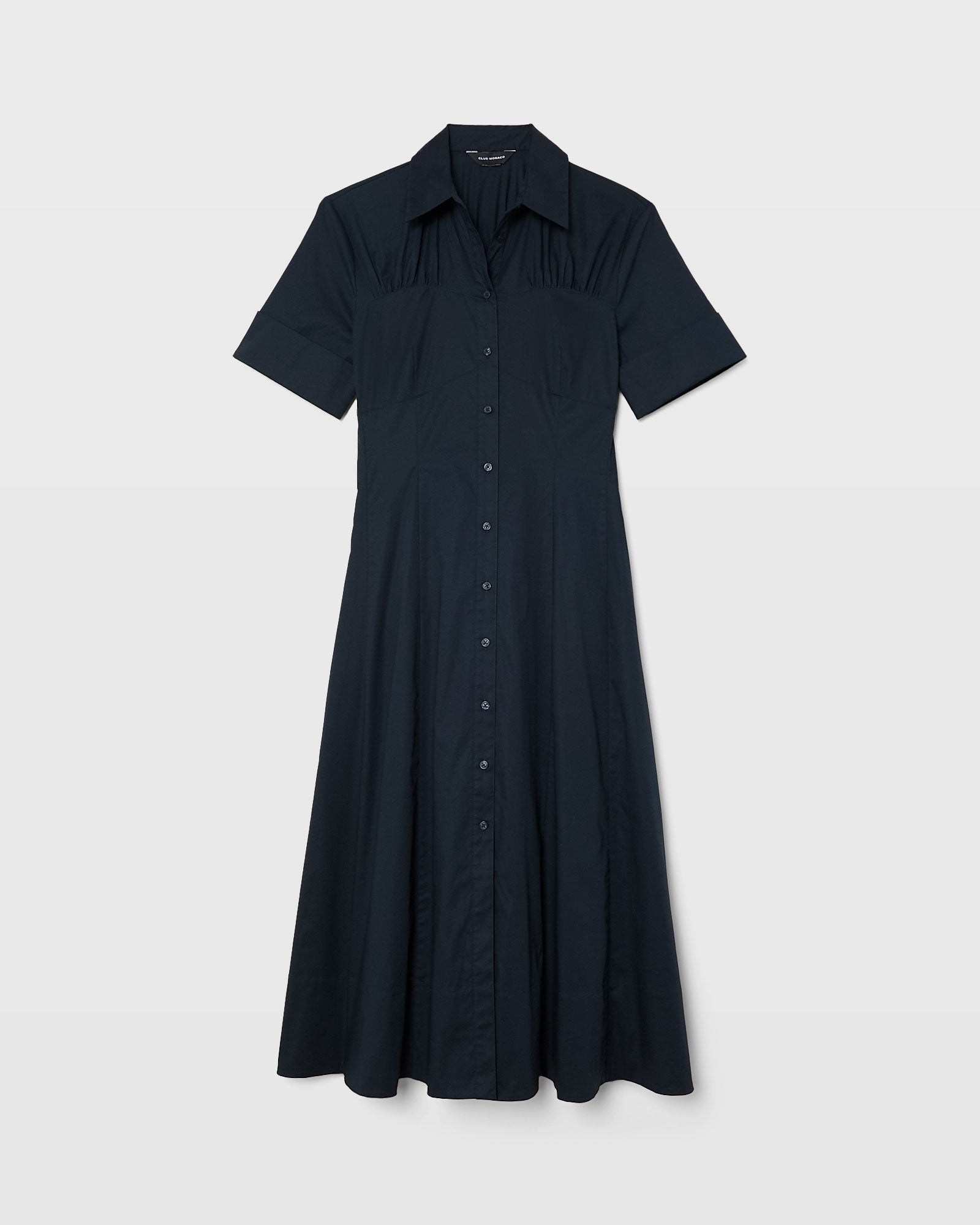 CLUB MONACO - Cotton Poplin Midi Shirt Dress - Navy