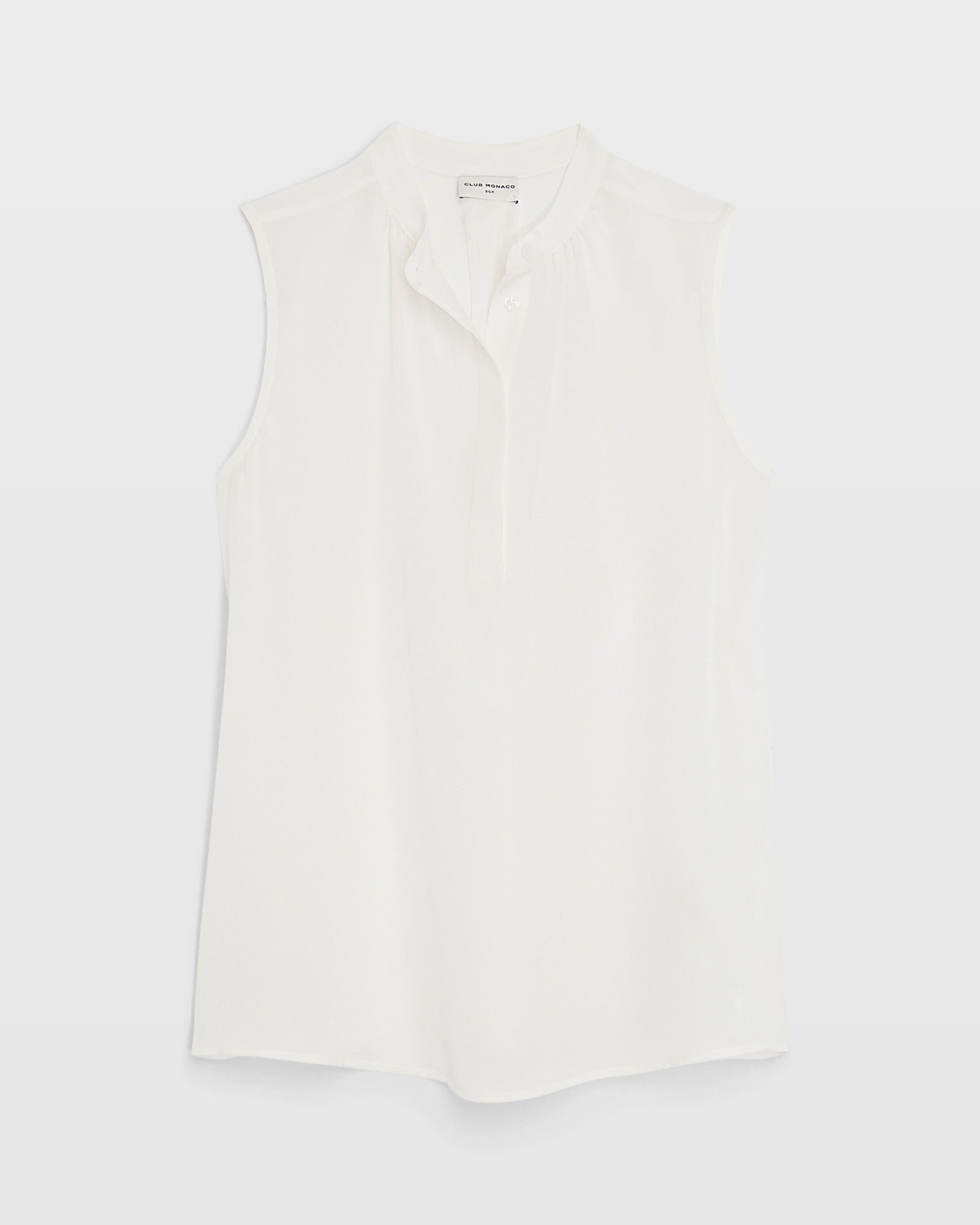 CLUB MONACO - Sleeveless Silk Popover Shirt - White