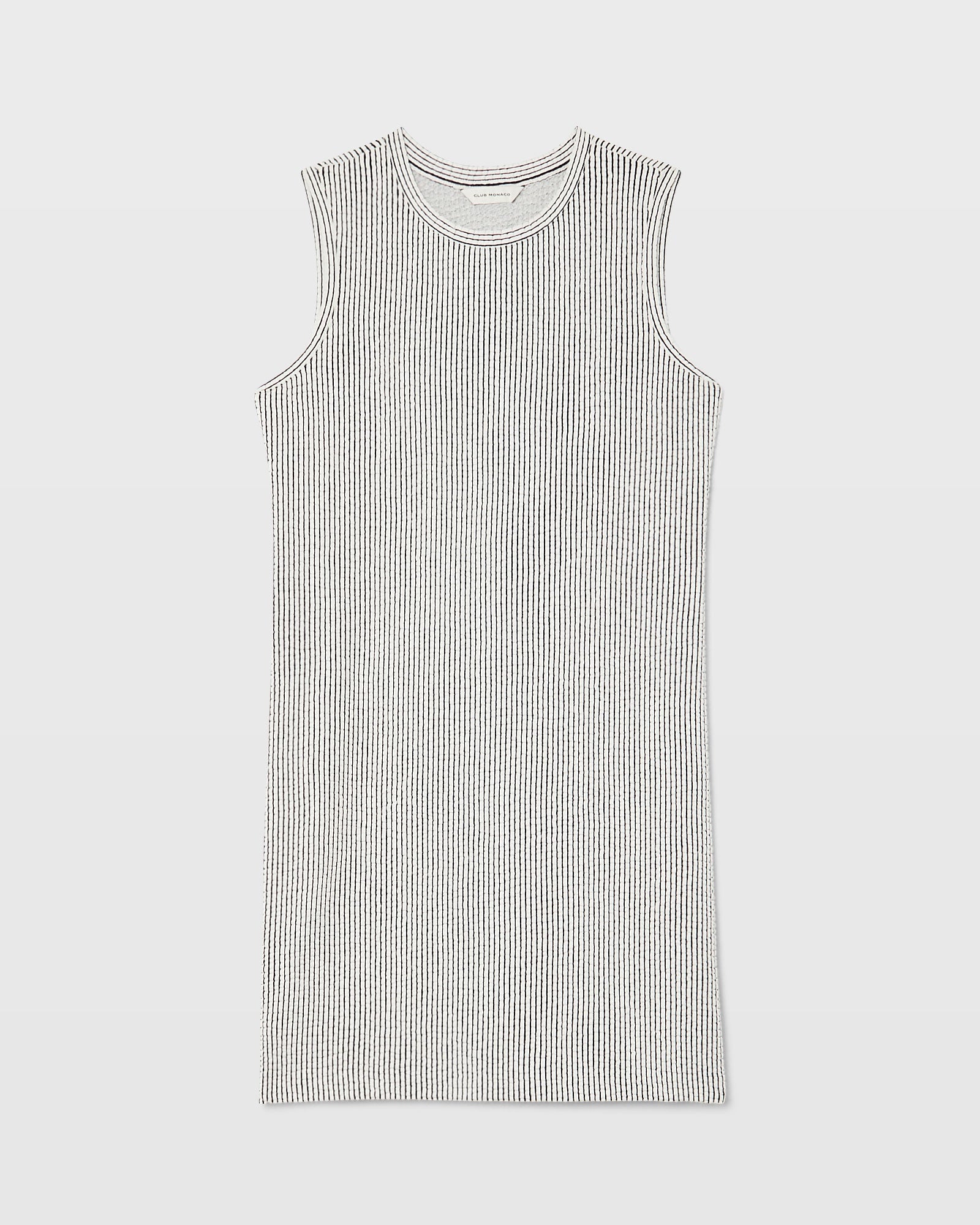 CLUB MONACO - Sleeveless Textured Stripe Dress - Black Stripe