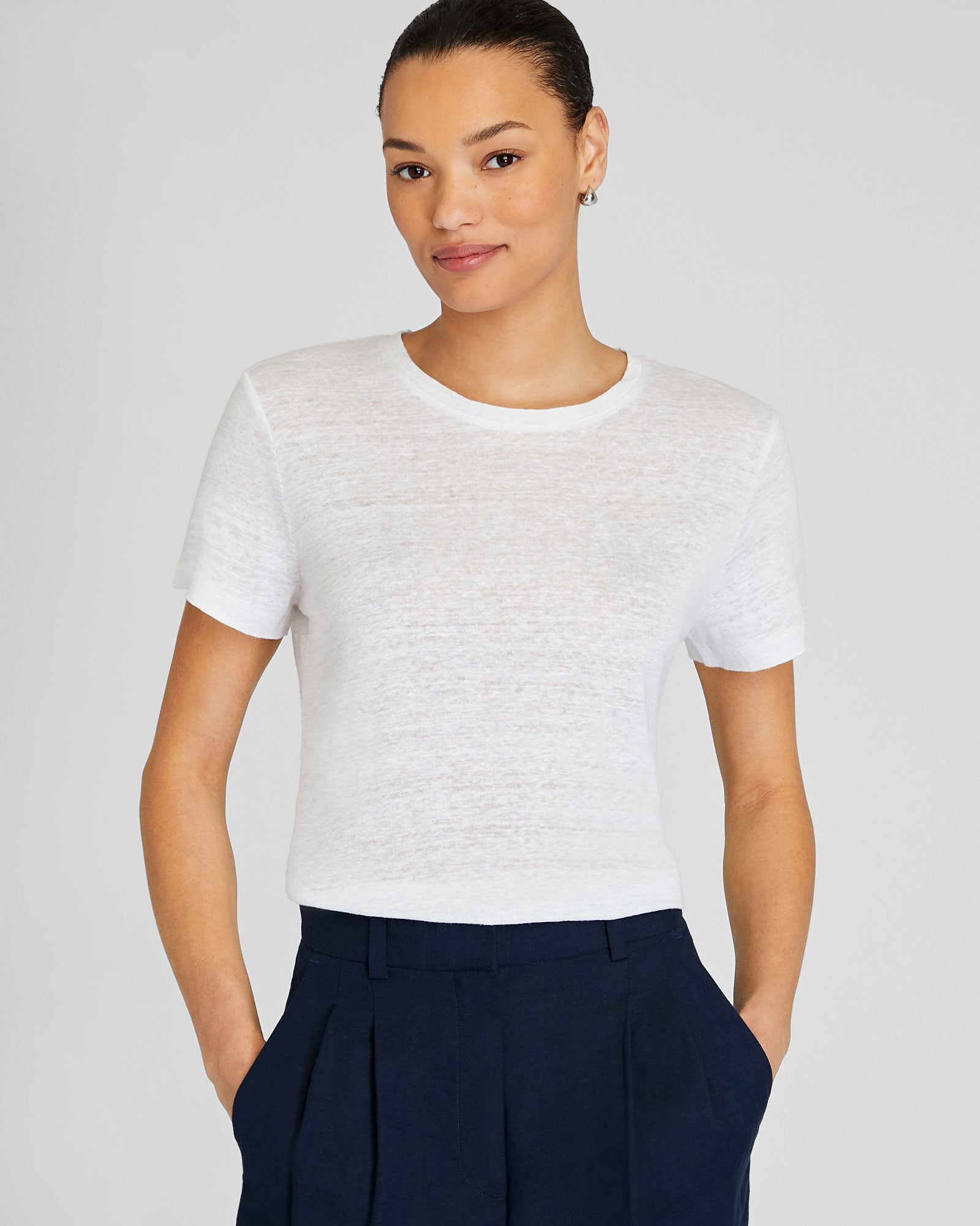 CLUB MONACO - Linen Tee - White
