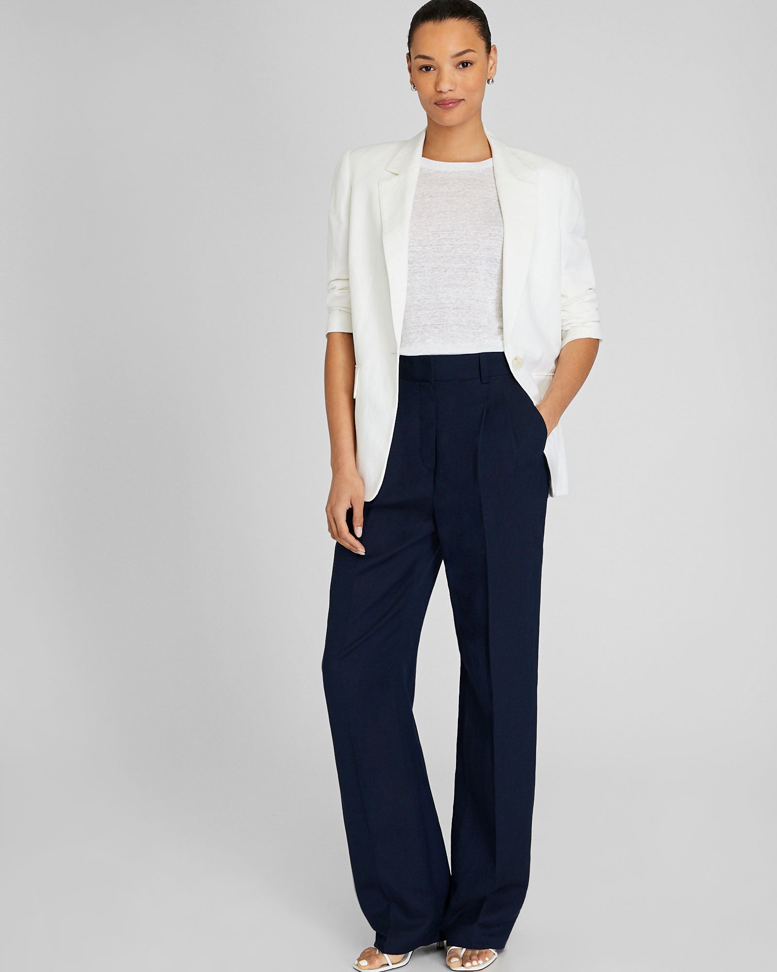 CLUB MONACO - Linen Tee - White