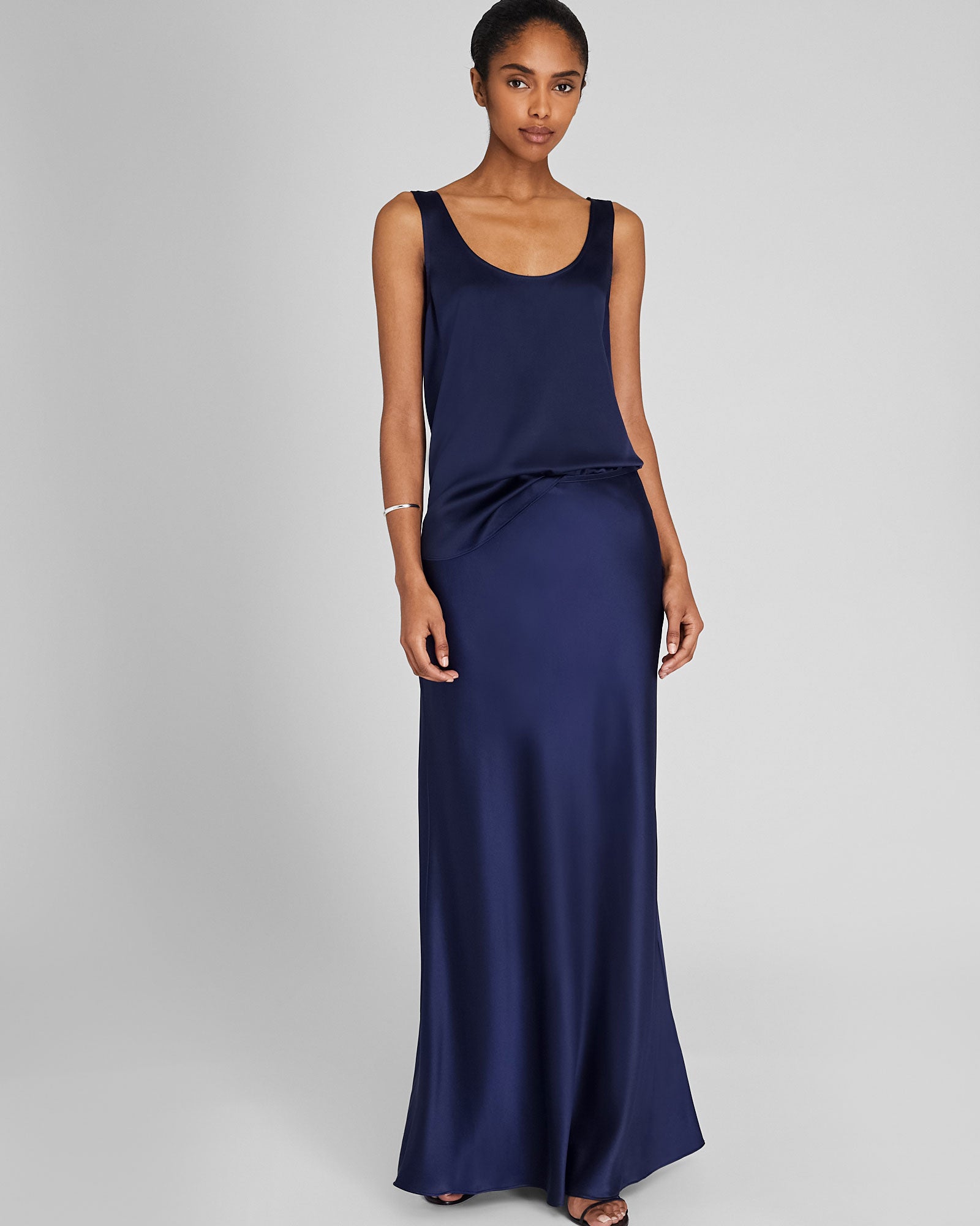CLUB MONACO - Silk Charmeuse Scoop Neck Tank - Navy