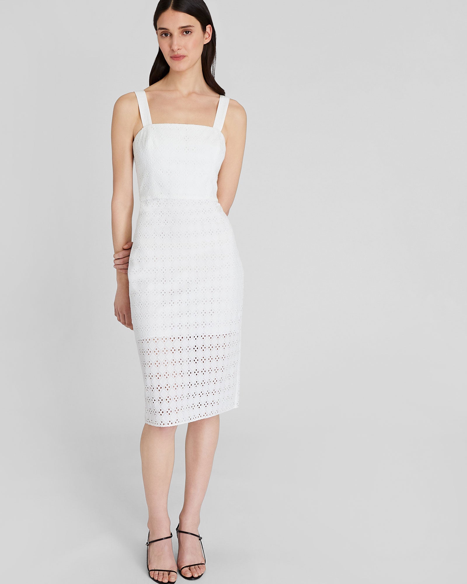 Women's White Eyelet Midi Dress