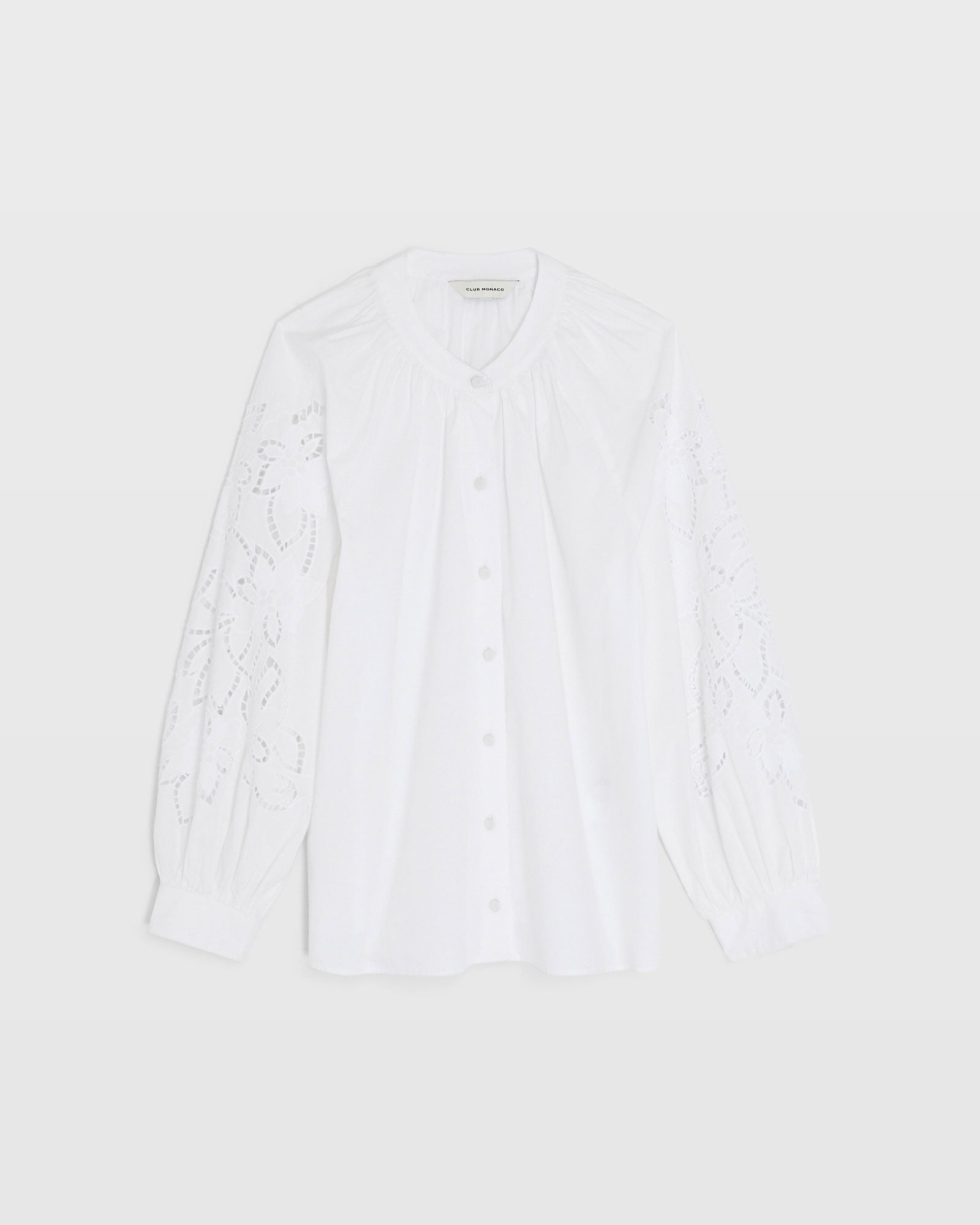 CLUB MONACO - Eyelet Sleeve Top - White