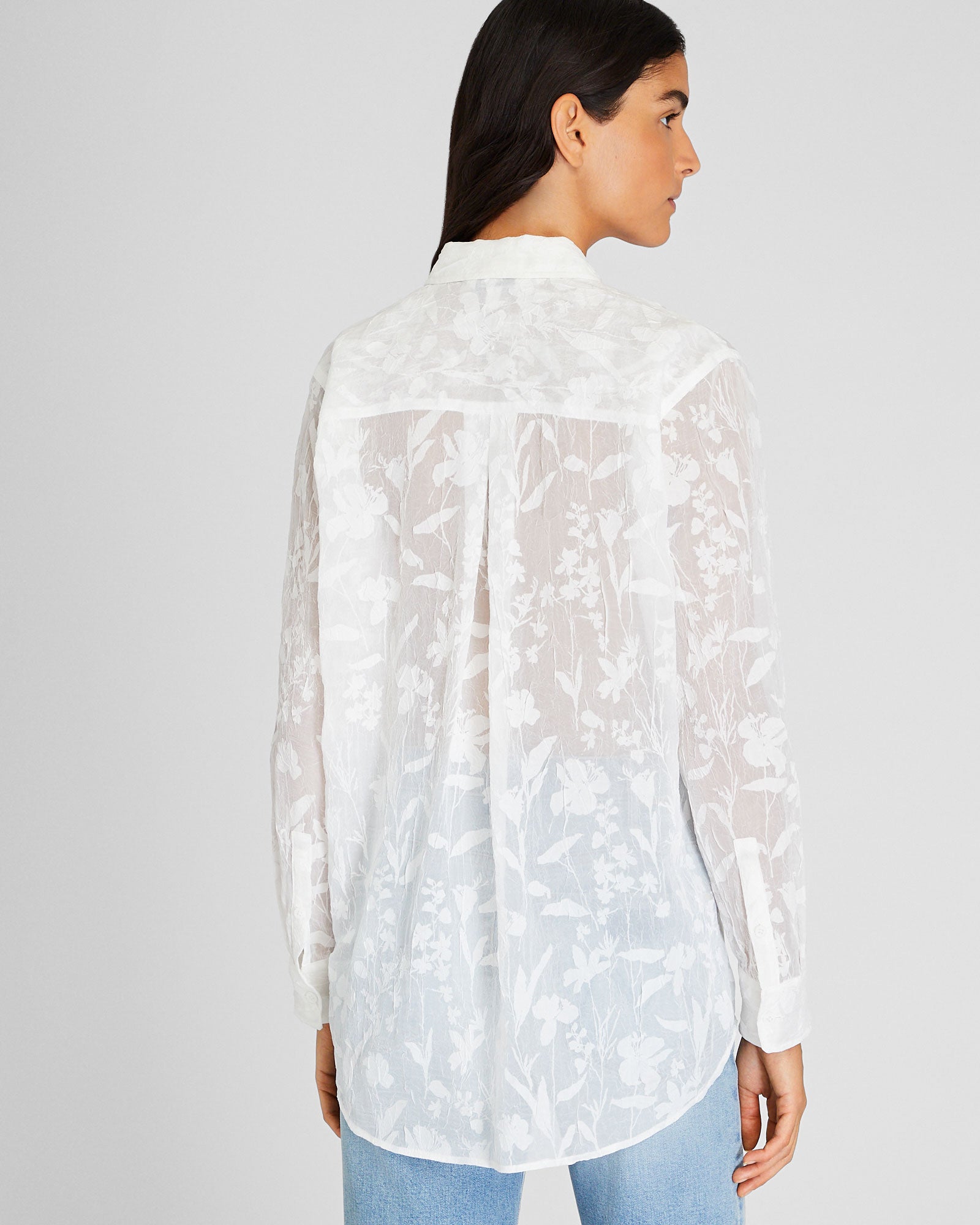 CLUB MONACO - Chemise transparente florale - Blanc