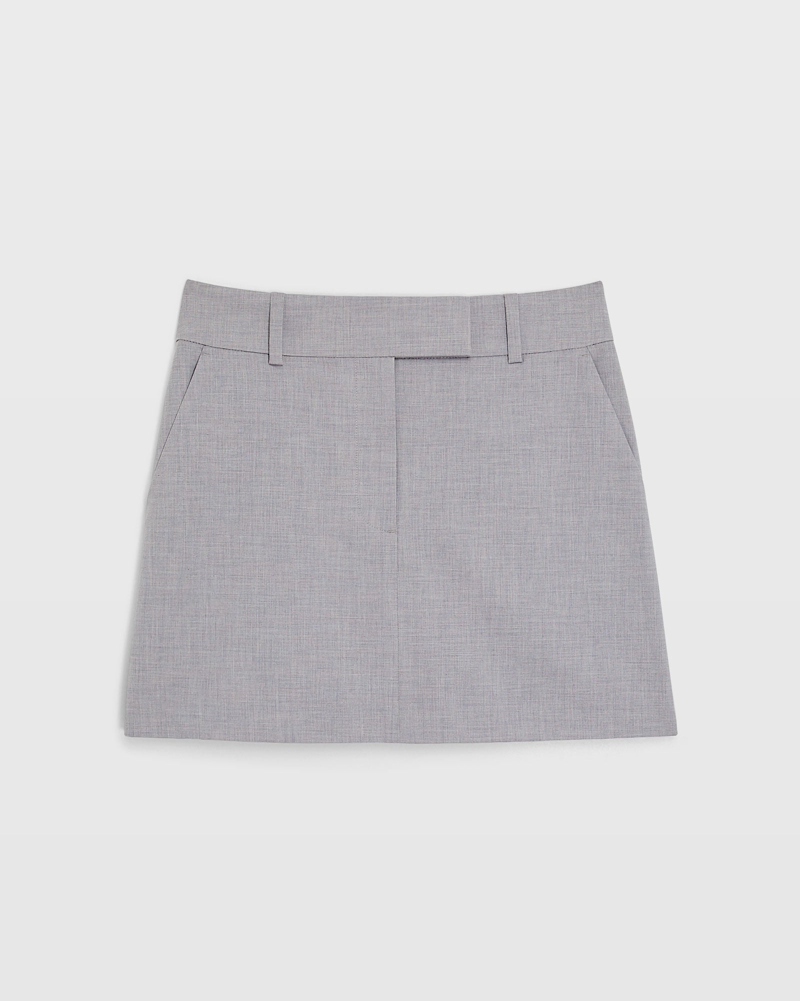 CLUB MONACO - Lightweight Wool Mini Skirt - Light Heather Grey