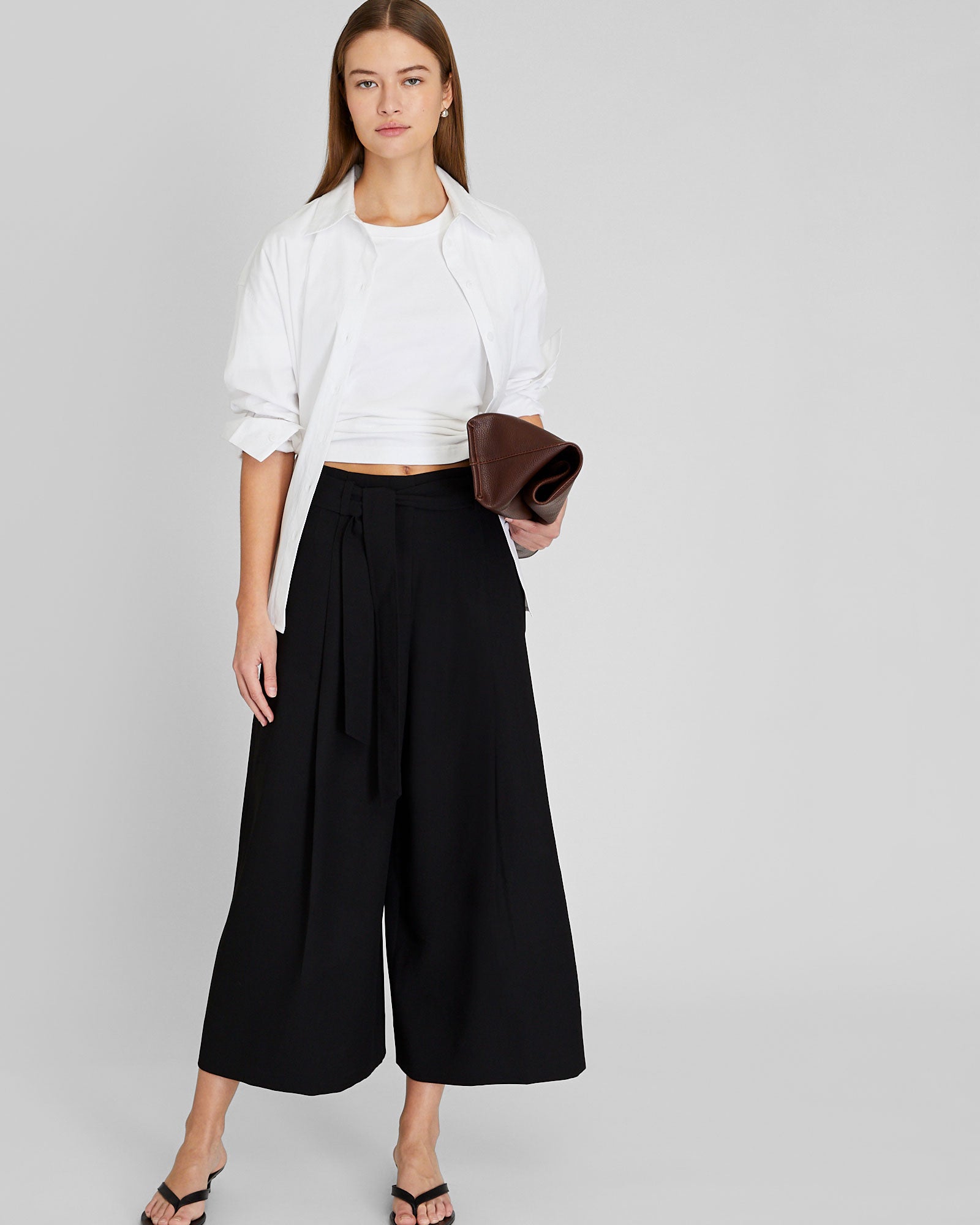 CLUB MONACO - Crepe Tie Waist Culotte - Black