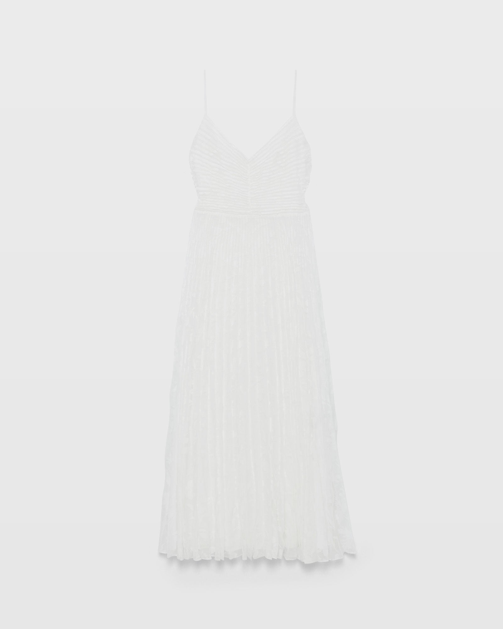 CLUB MONACO - Robe mi-longue plissée en jacquard - Blanc Cassé
