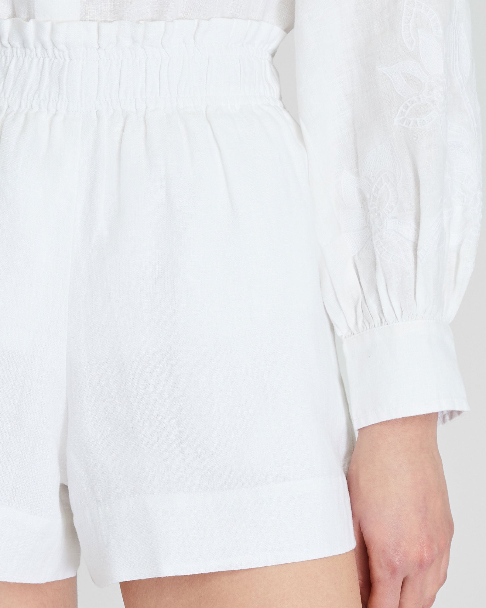 CLUB MONACO - Short à enfiler en mélange de lin - Blanc