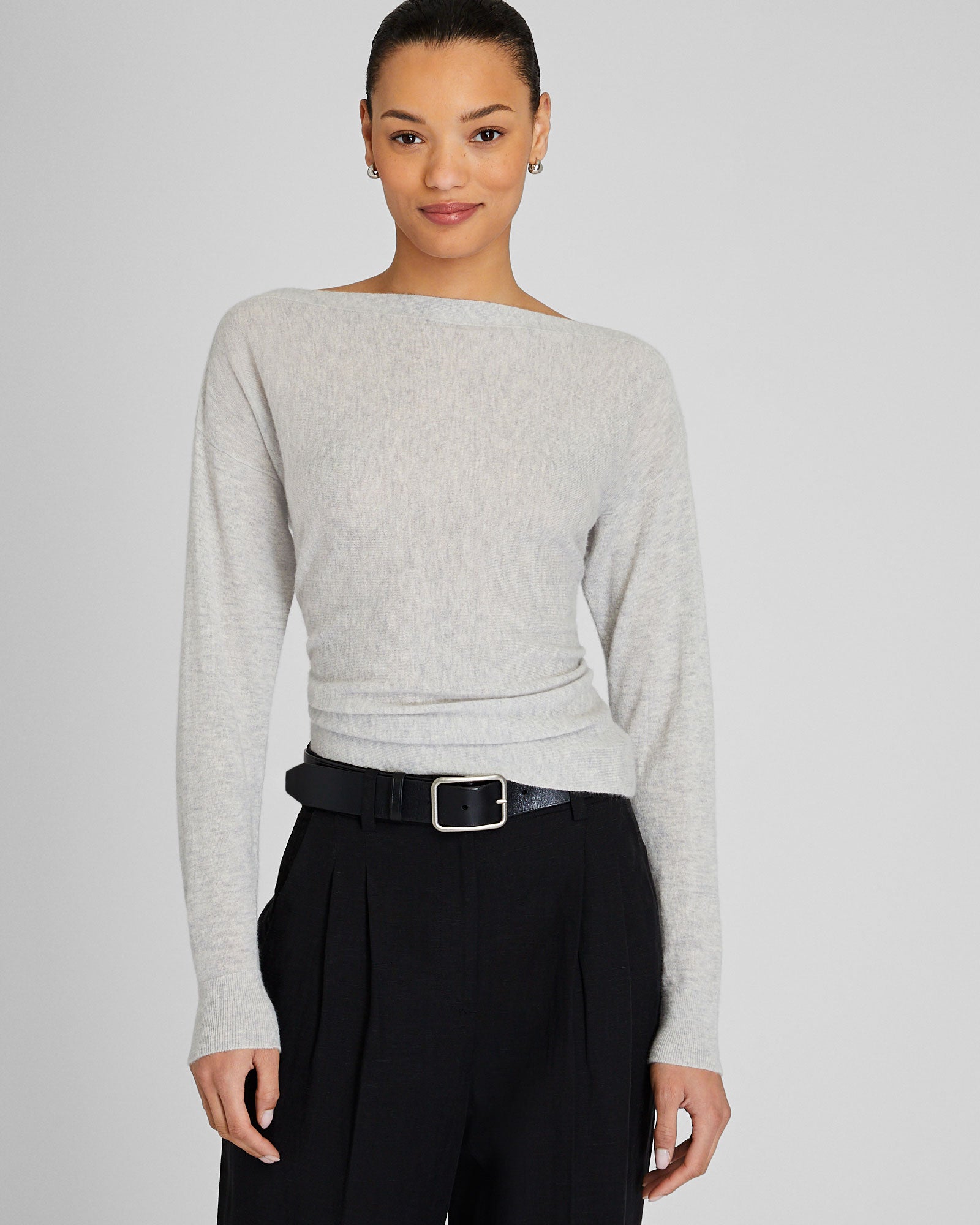 CLUB MONACO - Cashmere Boatneck Sweater - Light Heather Grey