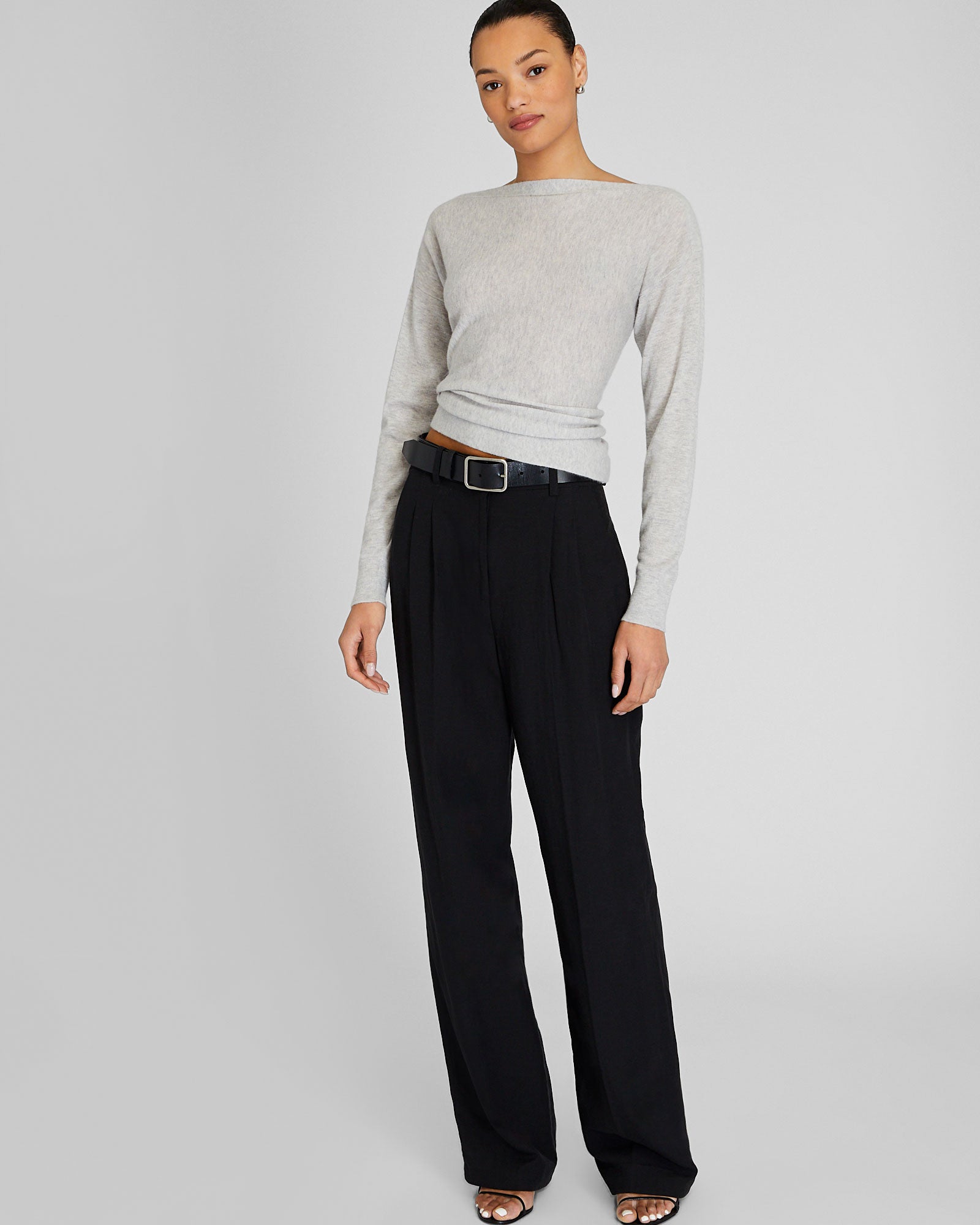 CLUB MONACO - Cashmere Boatneck Sweater - Light Heather Grey
